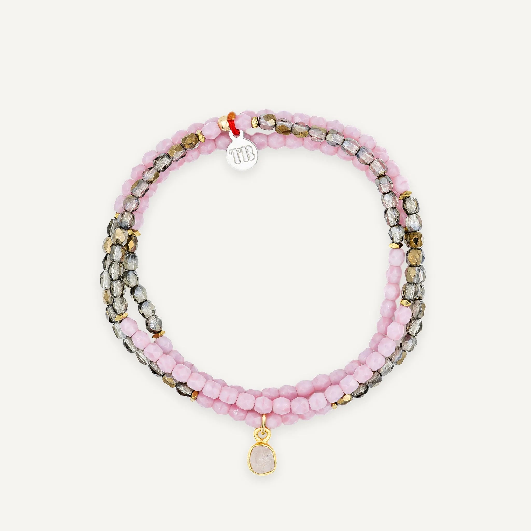 collier / bracelet JANVIER 3 - Quartz Rose - Têtes Blondes
