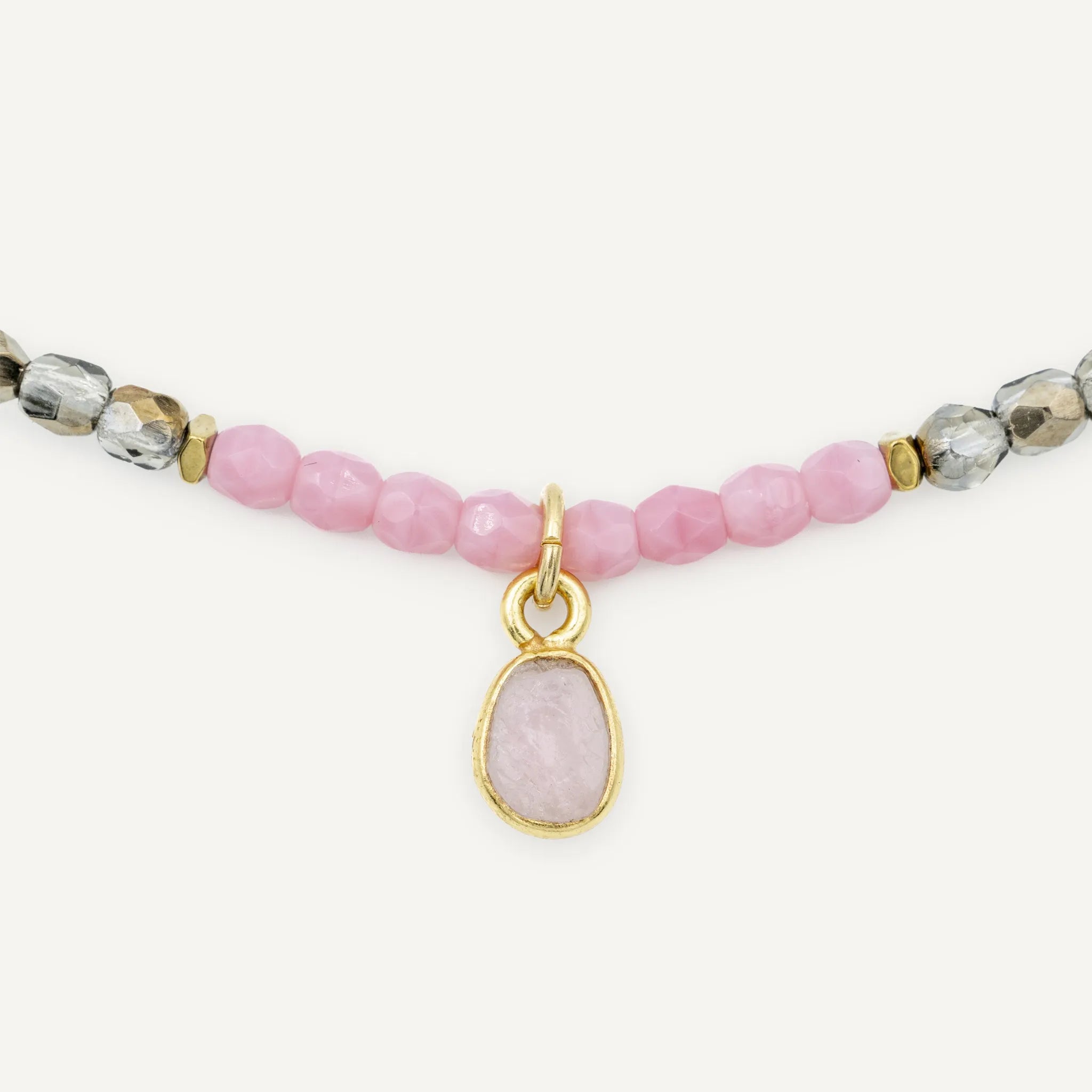 collier / bracelet JANVIER 3 - Quartz Rose - Têtes Blondes