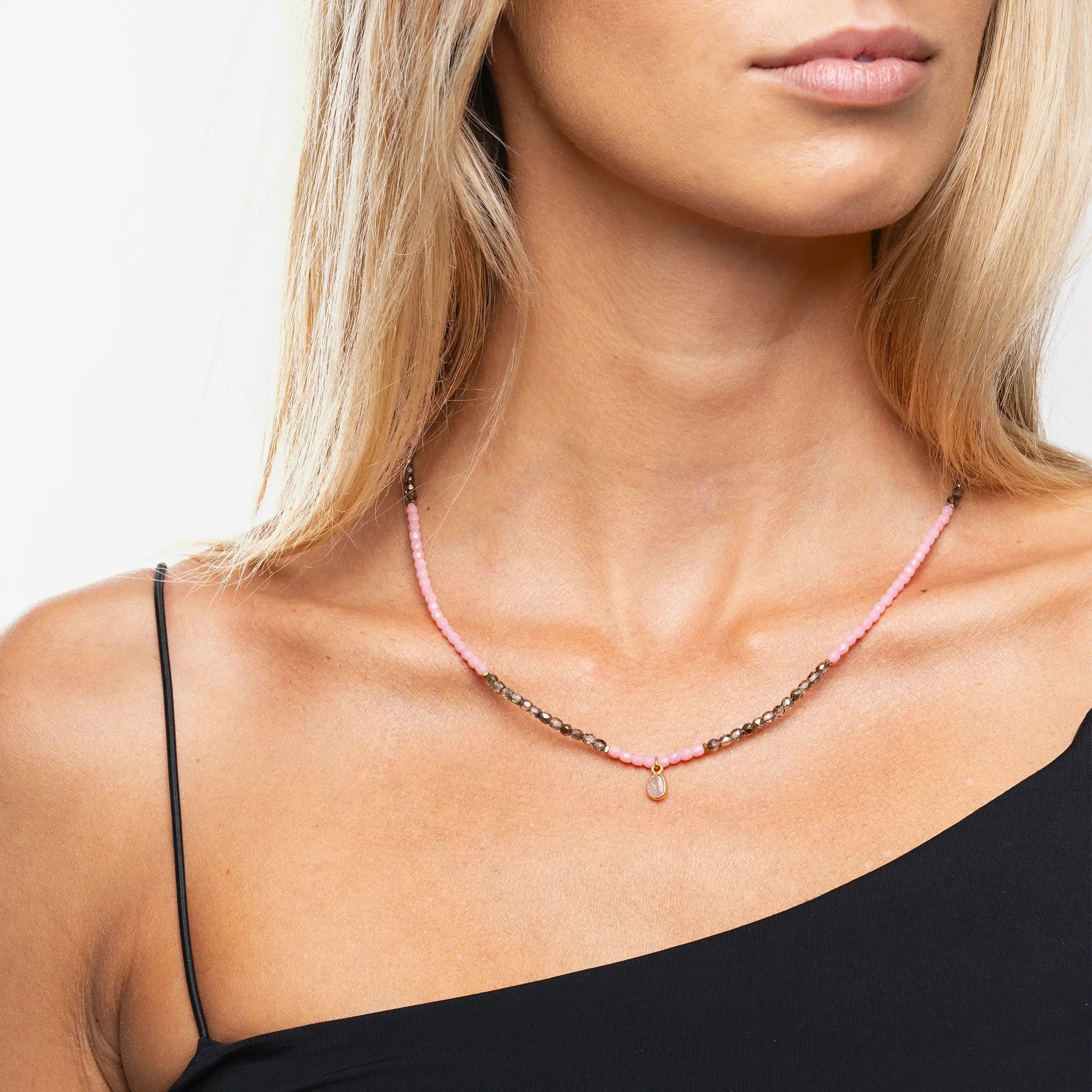 collier / bracelet JANVIER 3 - Quartz Rose - Têtes Blondes
