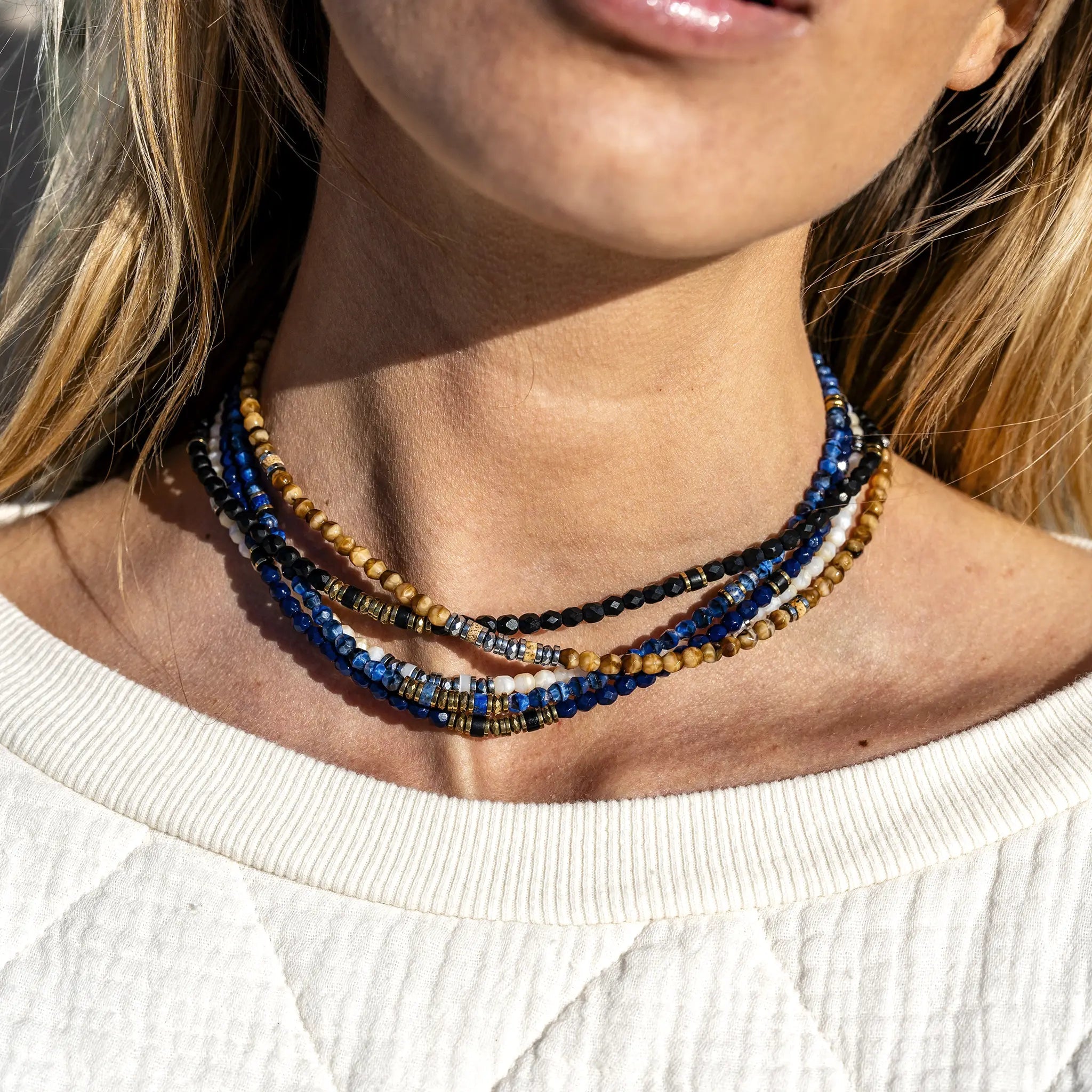 collier / bracelet KELLY GOLD - Denim - Têtes Blondes