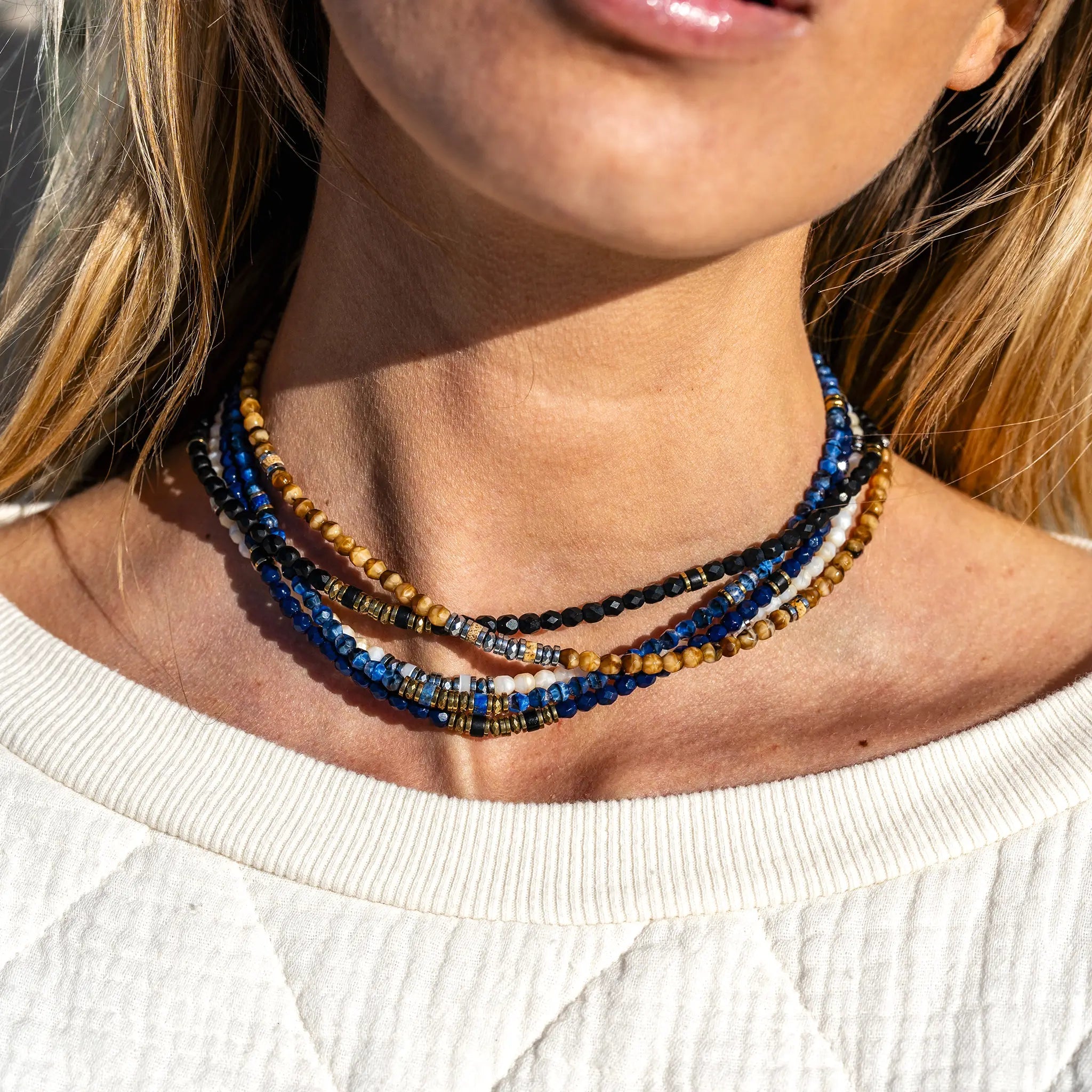 collier / bracelet KELLY GOLD - Navy Blue - Têtes Blondes