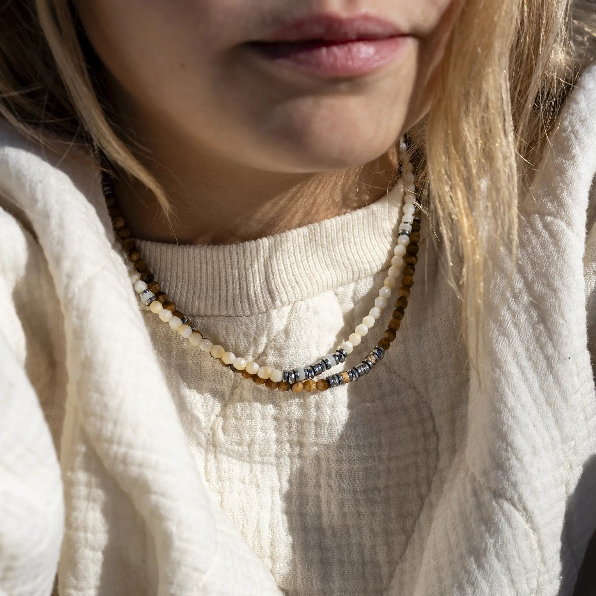 collier / bracelet KELLY SILVER - Caramel - Têtes Blondes