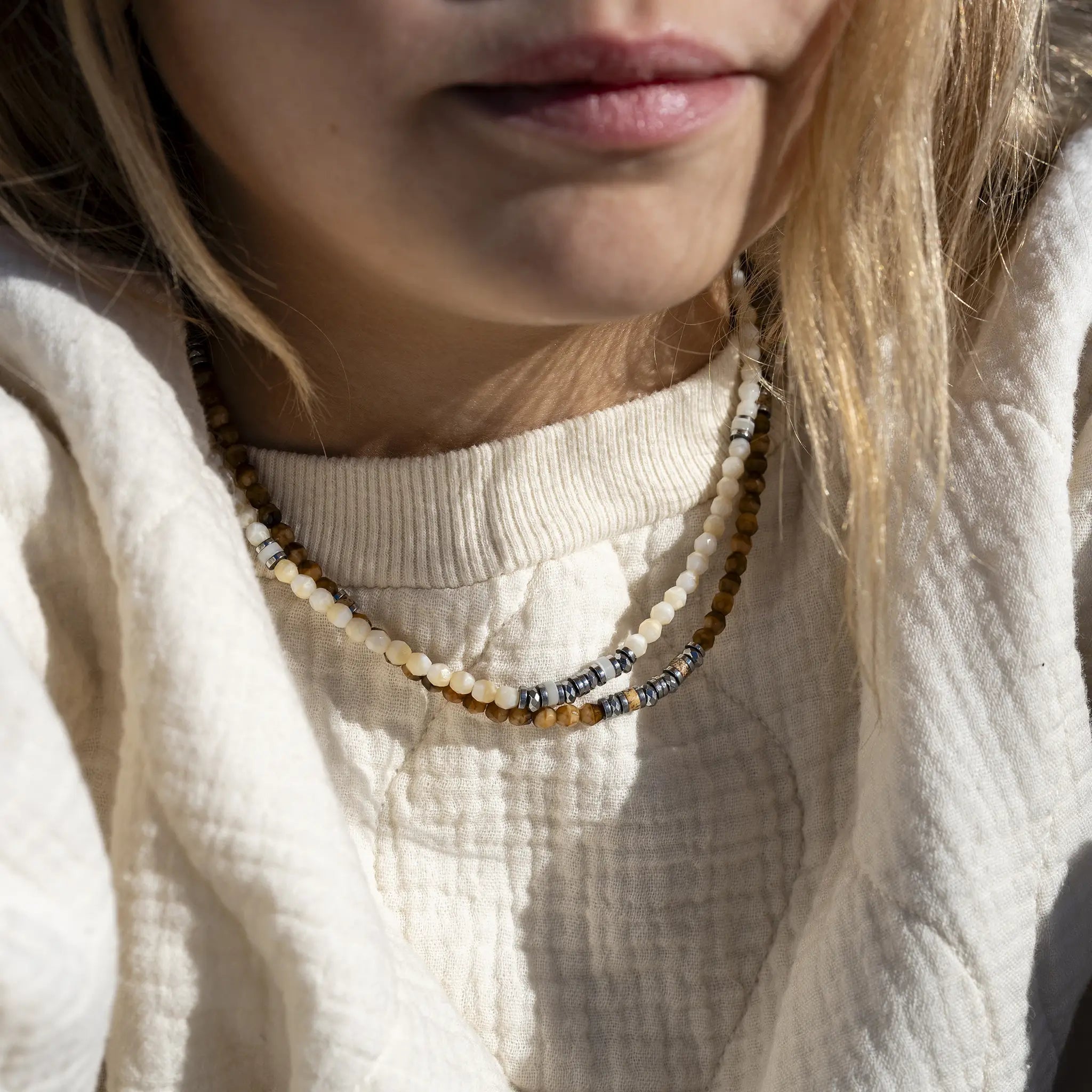 collier / bracelet KELLY SILVER - Vanille - Têtes Blondes