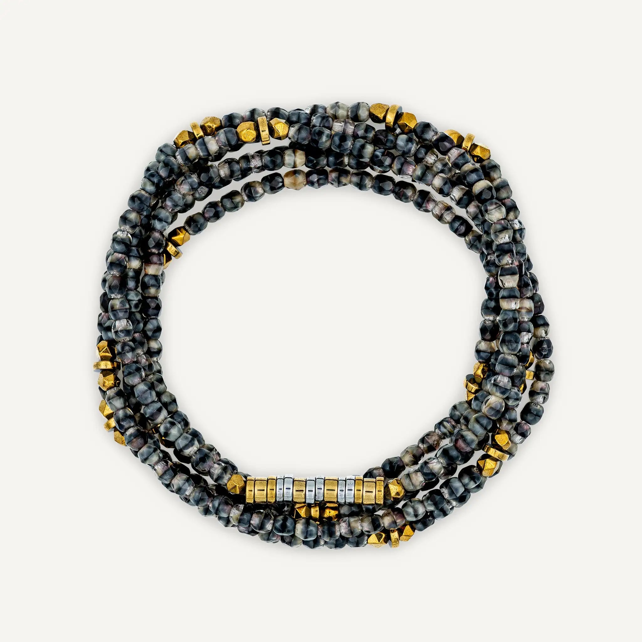 collier / bracelet LIZBETH - Gris Marbré - Têtes Blondes