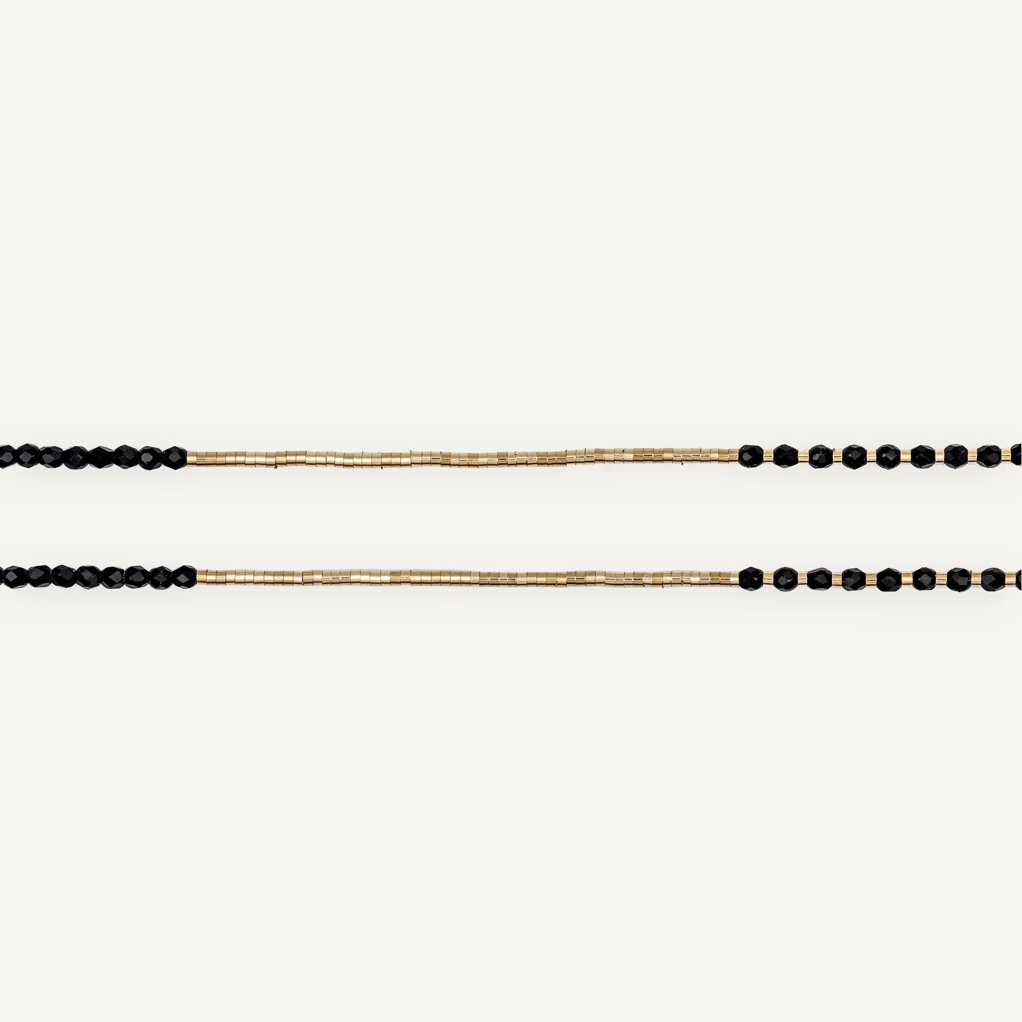 collier / bracelet LULLI - 3 tours Noir Mat - Têtes Blondes