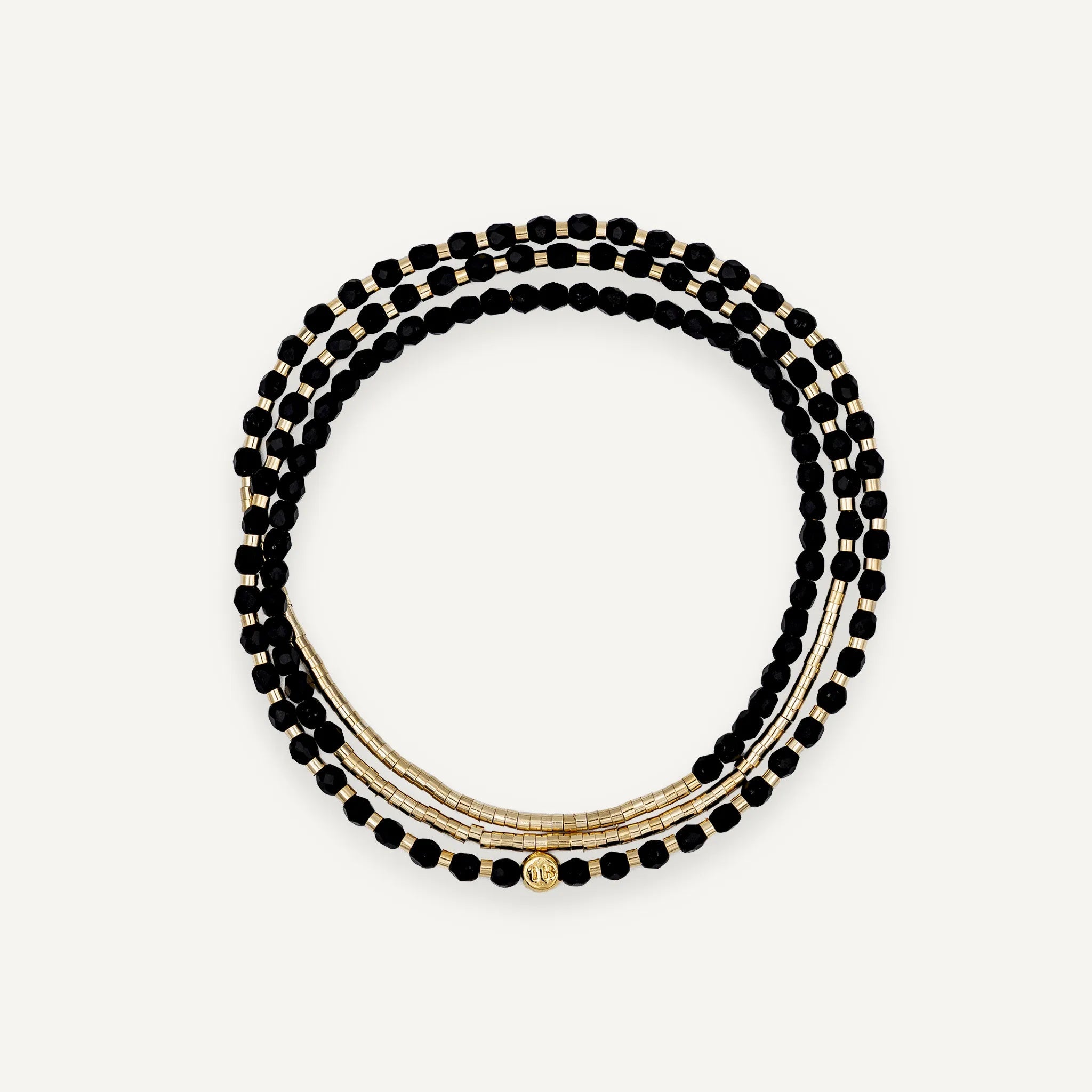 collier / bracelet LULLI - 3 tours Noir Mat - Têtes Blondes