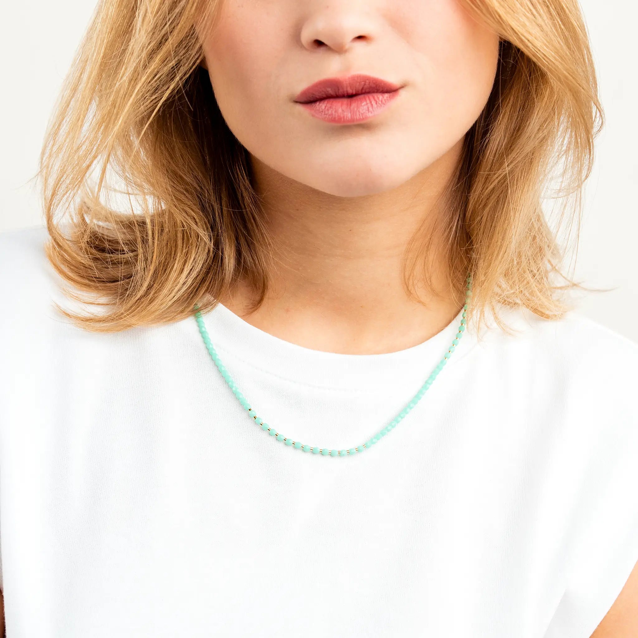 collier / bracelet LULLI - 3 tours Turquoise - Têtes Blondes