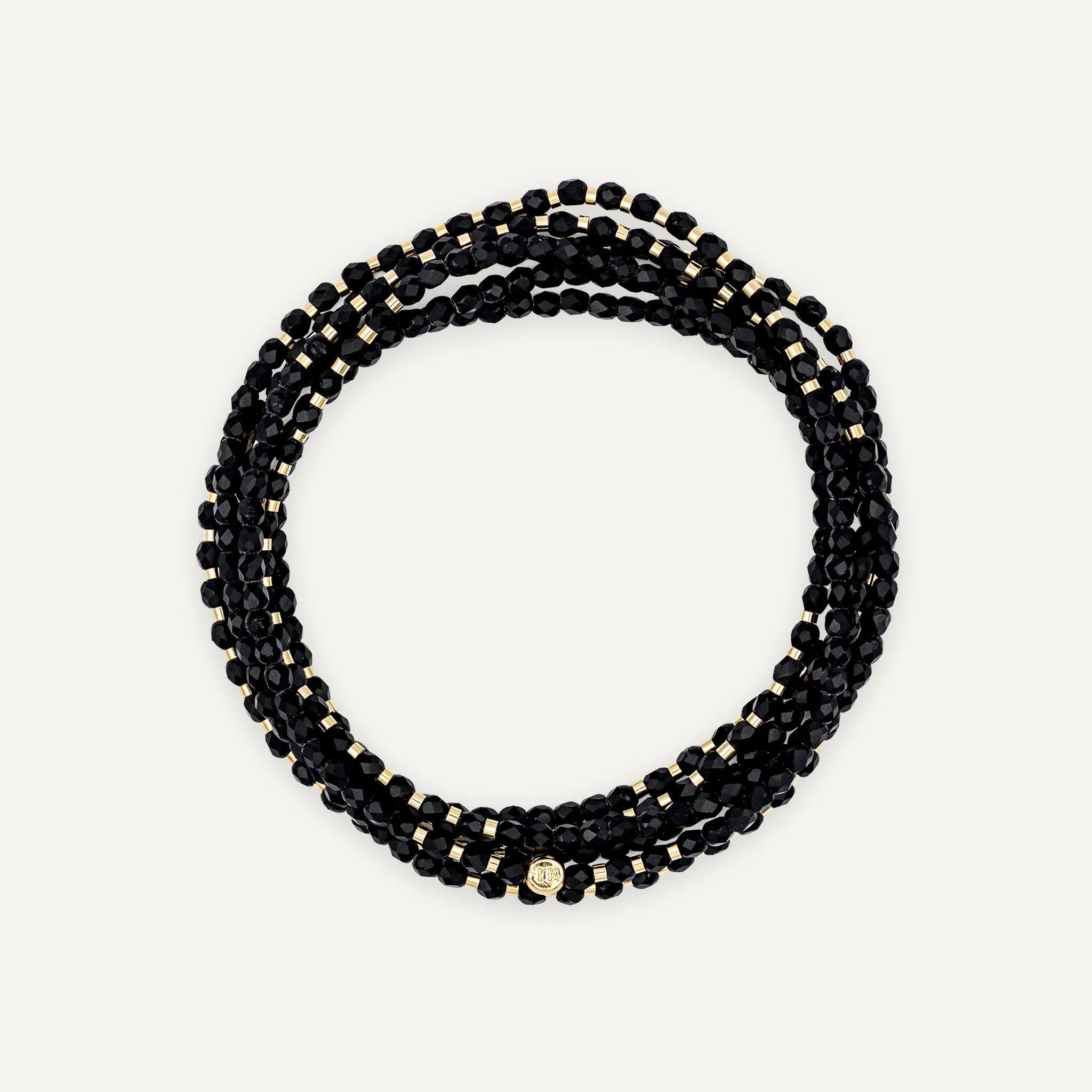 collier / bracelet LULLI - 6 tours Noir Mat - Têtes Blondes