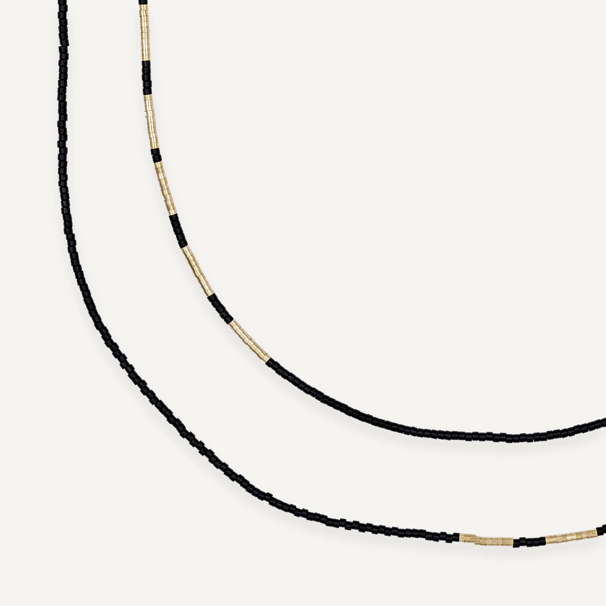 collier / bracelet LULLI - 7 tours Noir Mat ultra fin - Têtes Blondes