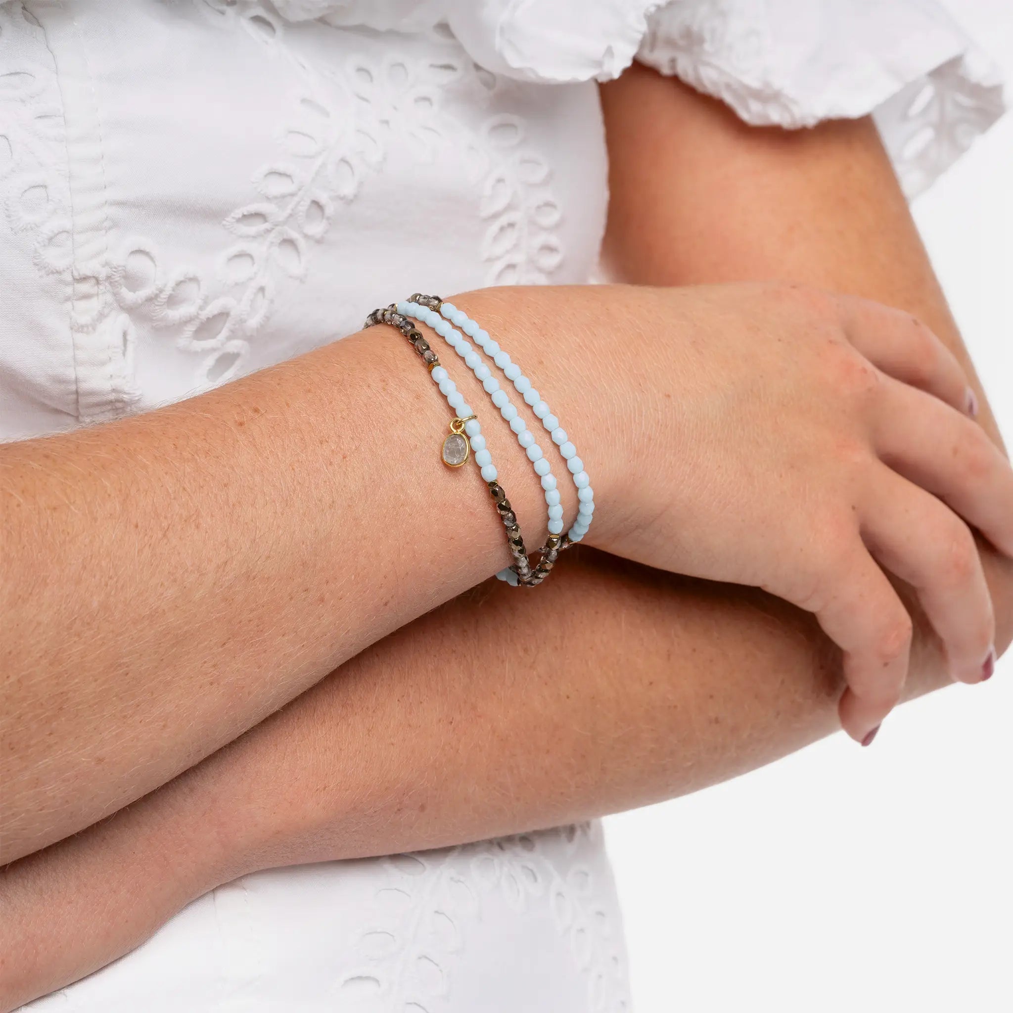 collier / bracelet MARS 3 - Aigue Marine - Têtes Blondes