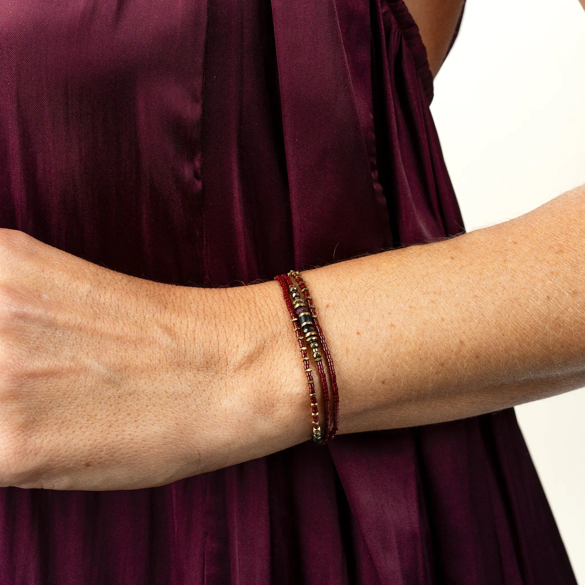 collier / bracelet MARS 3 - Bordeaux - Têtes Blondes