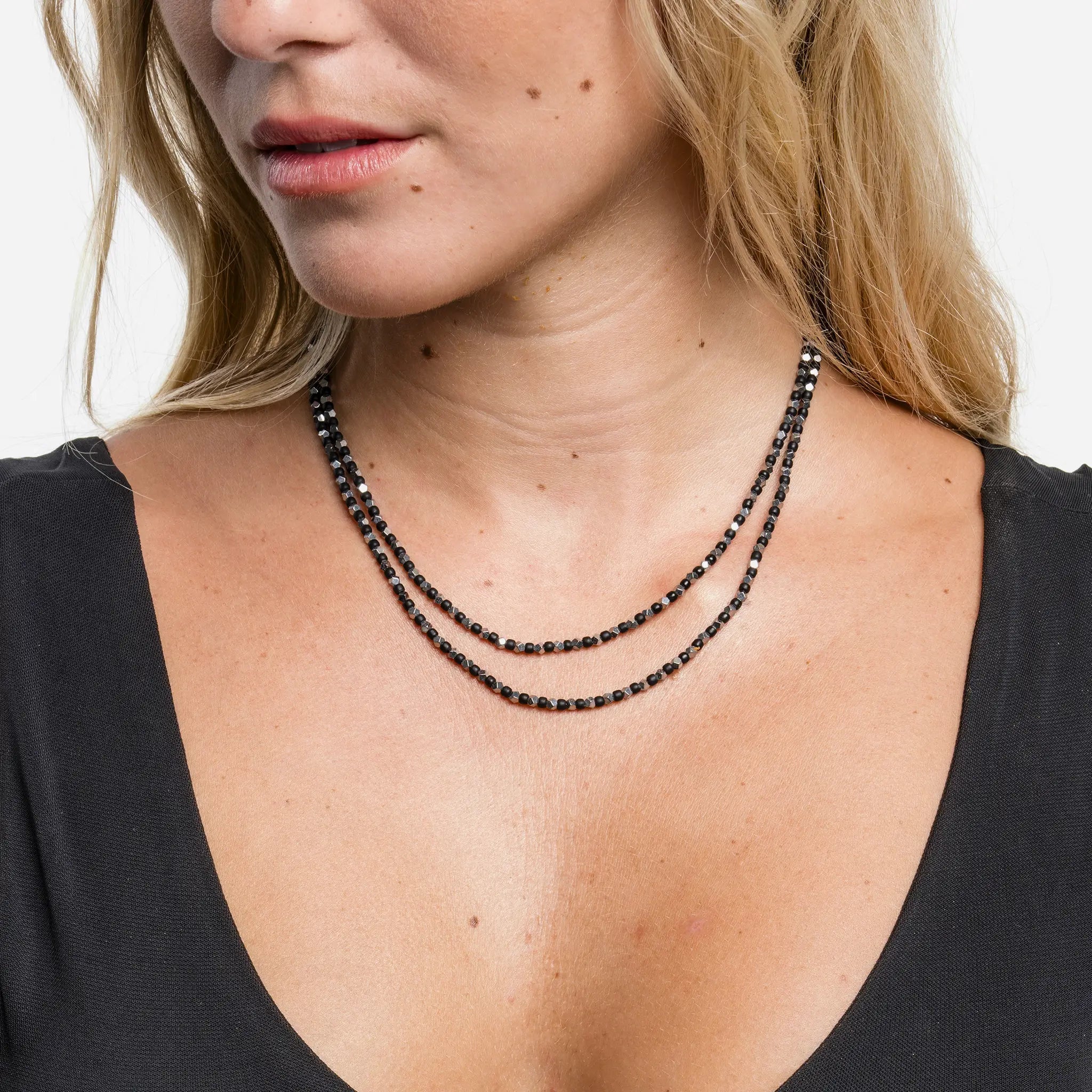 collier / bracelet MAX SILVER - Noir - Têtes Blondes