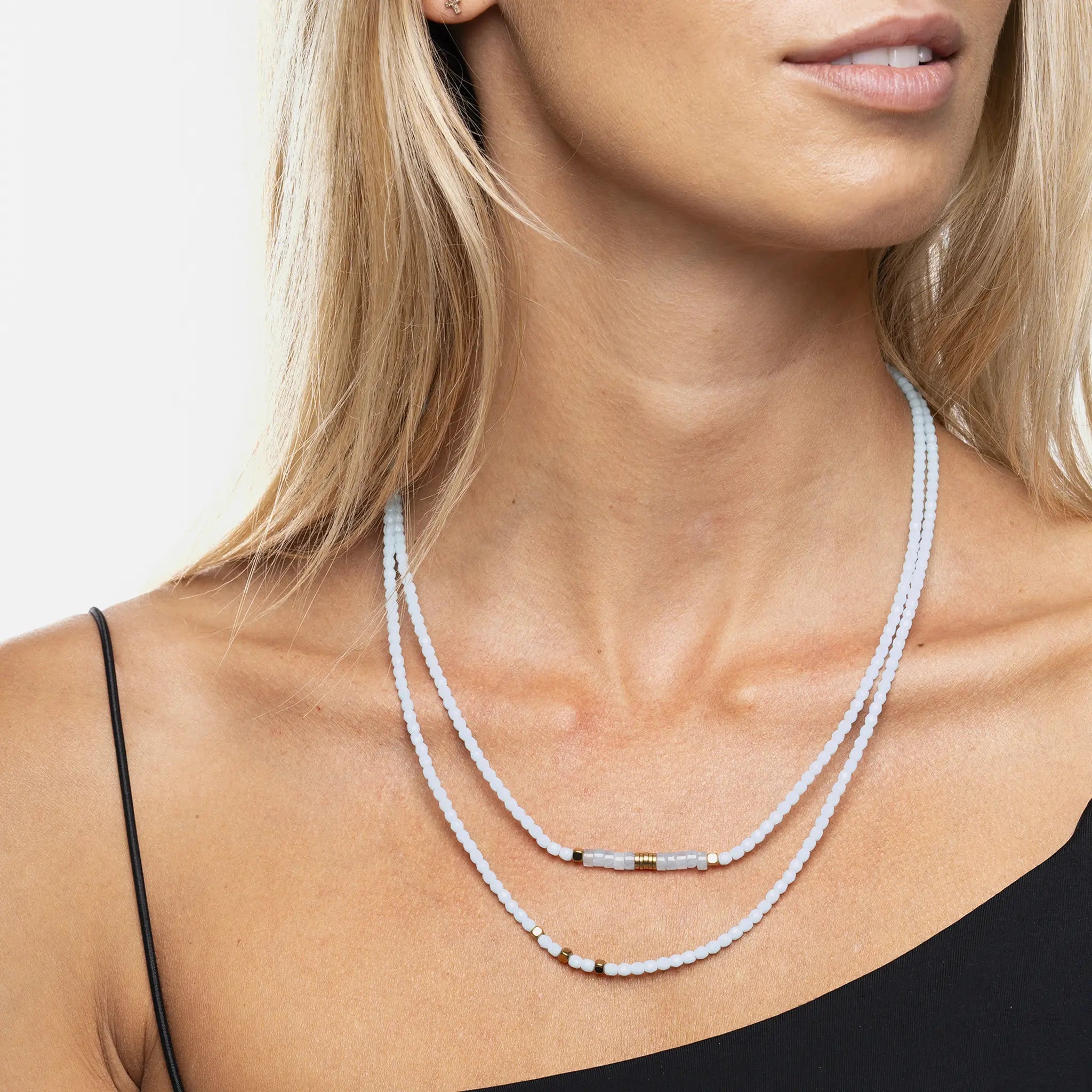 collier / bracelet NADÈGE Bleu Ciel - Têtes Blondes