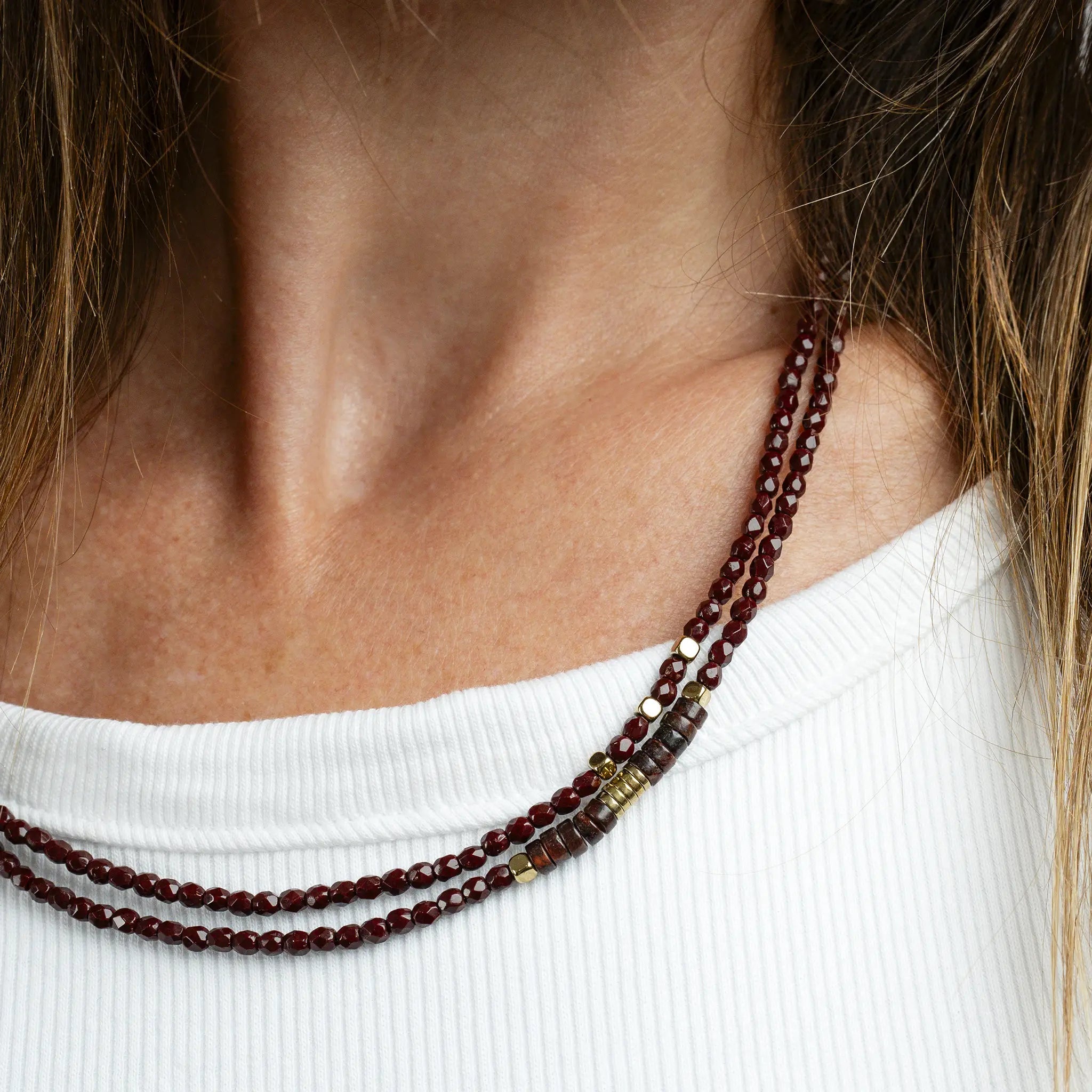 collier / bracelet NADÈGE - Bordeaux - Têtes Blondes