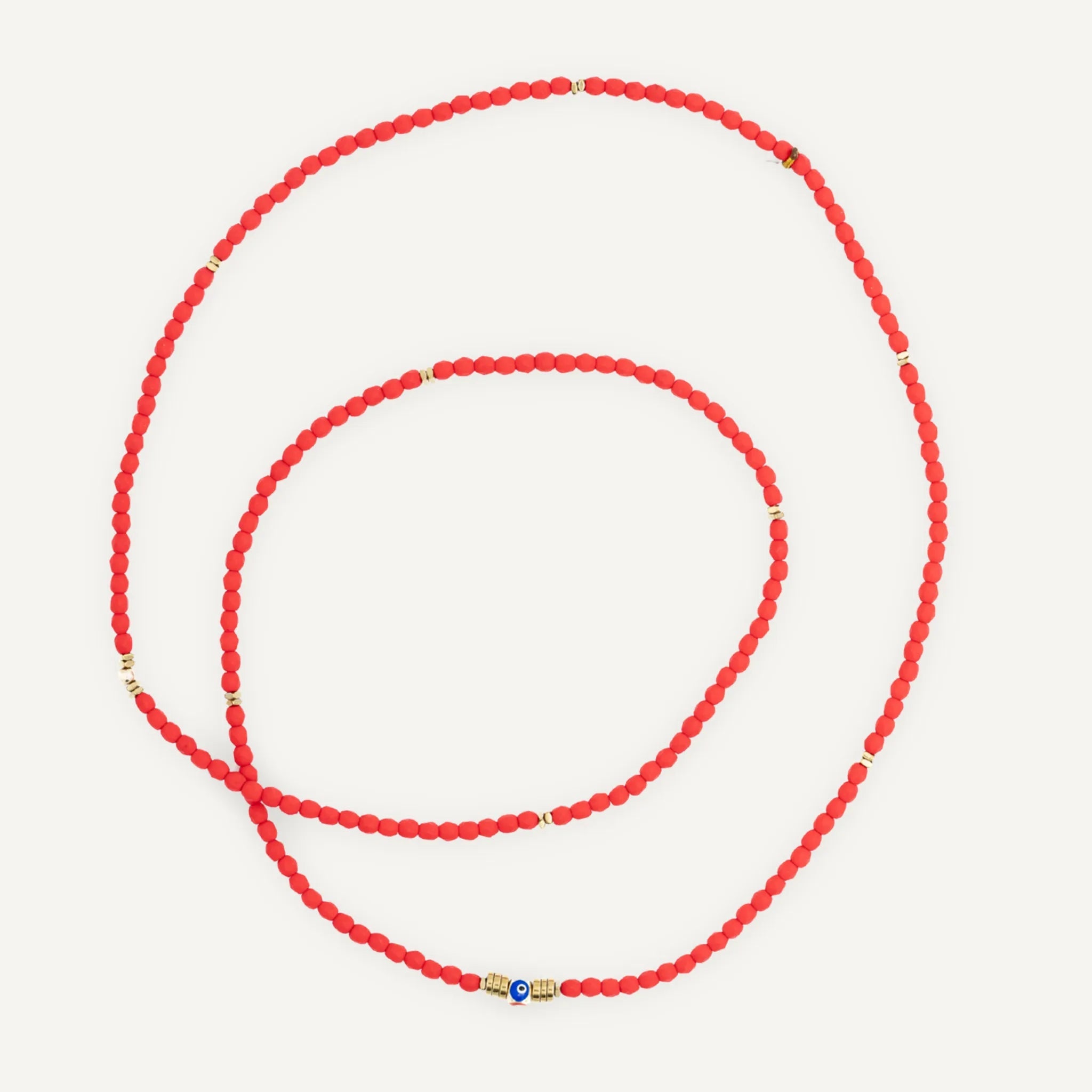 collier / bracelet NAZAR 4 - Rouge Mat - Têtes Blondes