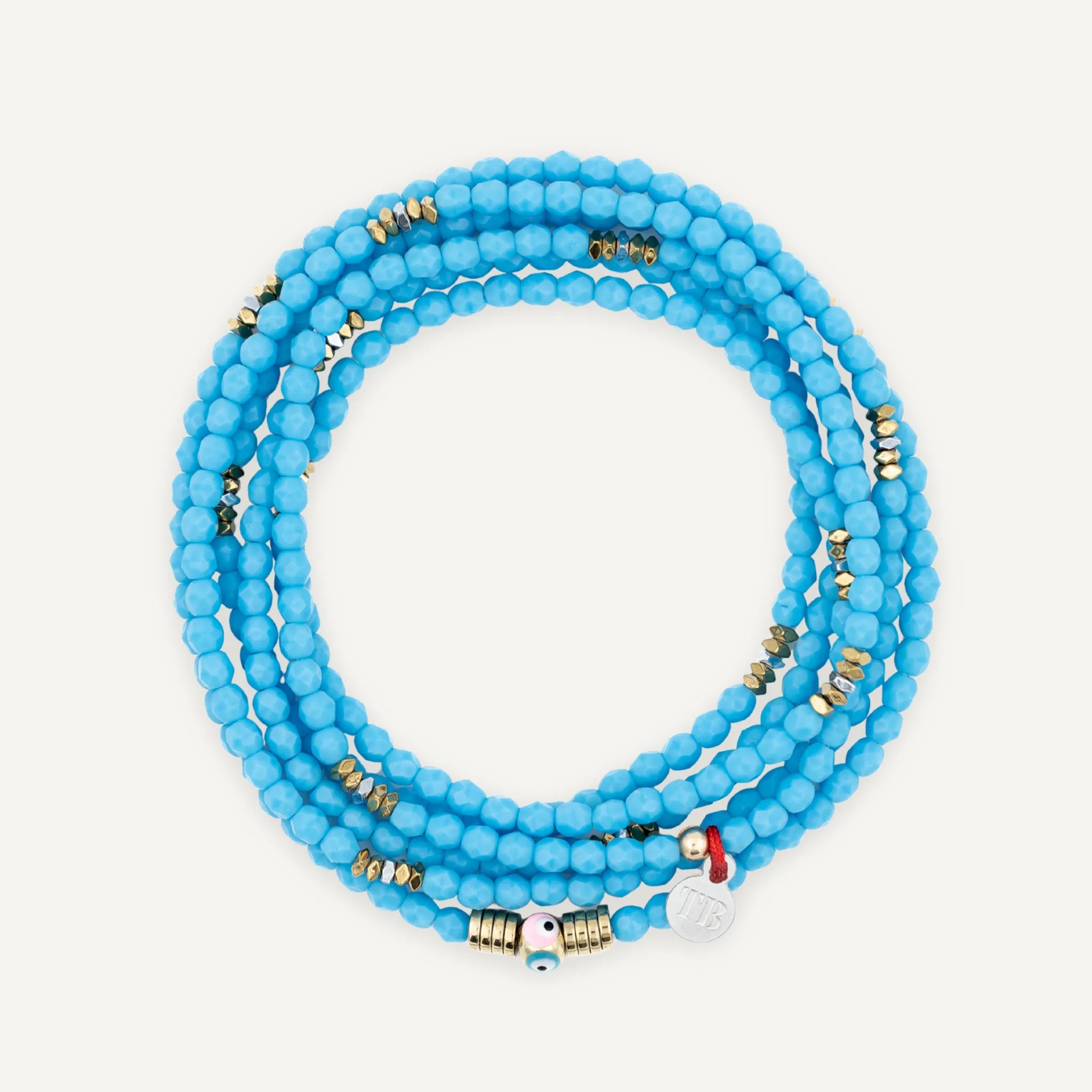 collier / bracelet NAZAR 6 - Bleu Azur - Têtes Blondes