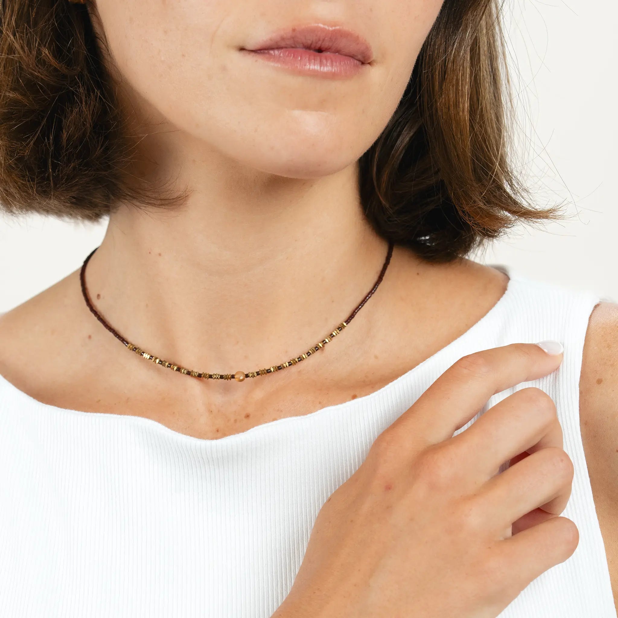 collier / bracelet NEW ALICIA - Chocolat - Têtes Blondes