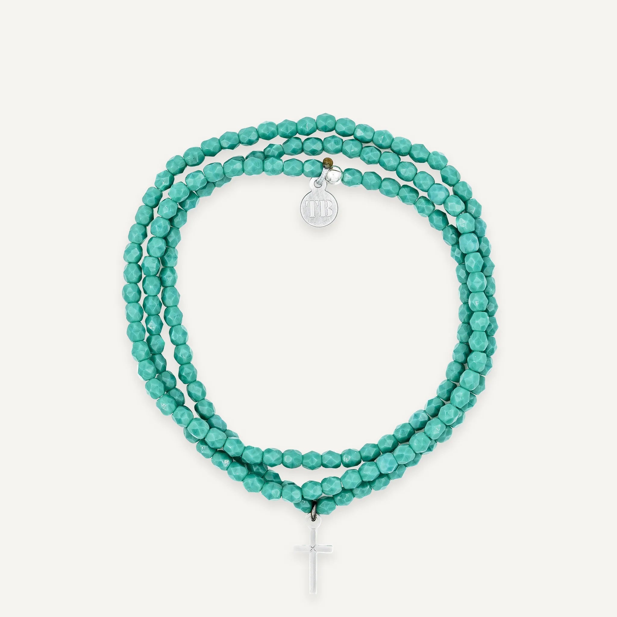 collier / bracelet NEW CROSS SILVER - Turquoise Persian - Têtes Blondes