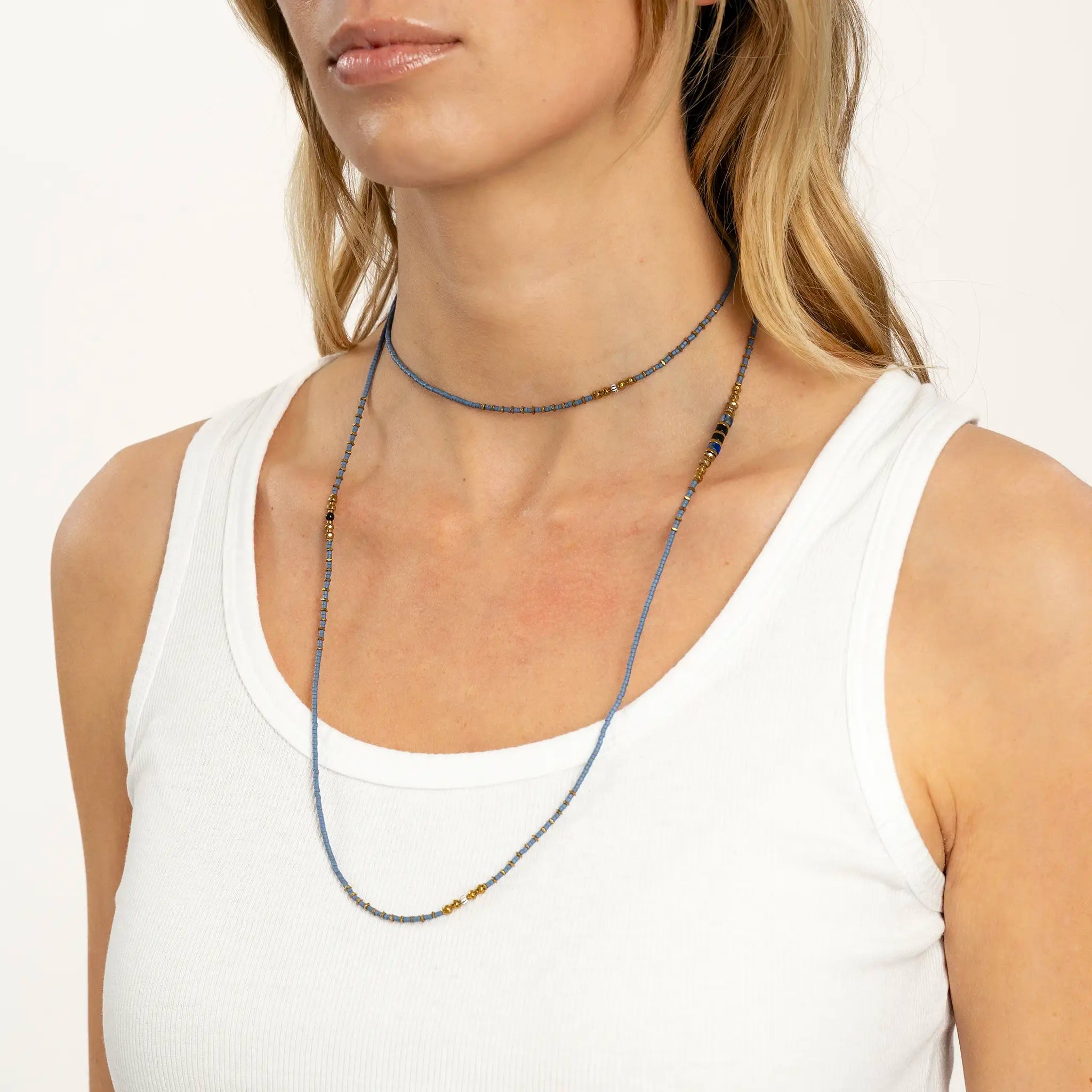 collier / bracelet OCEAN 6 Slim - Bleu - Têtes Blondes