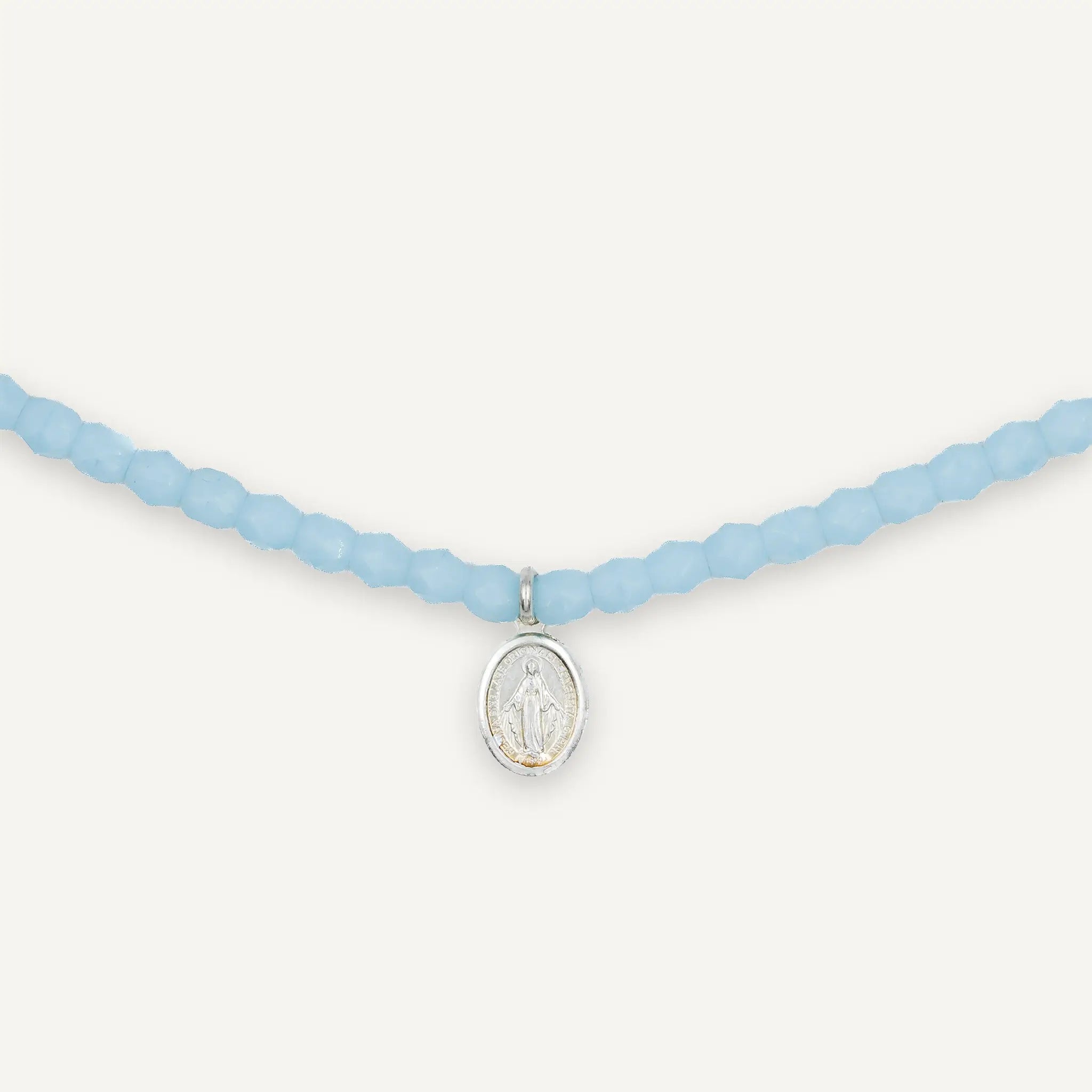 collier / bracelet PETITE MADONE Bleu Ciel - Têtes Blondes