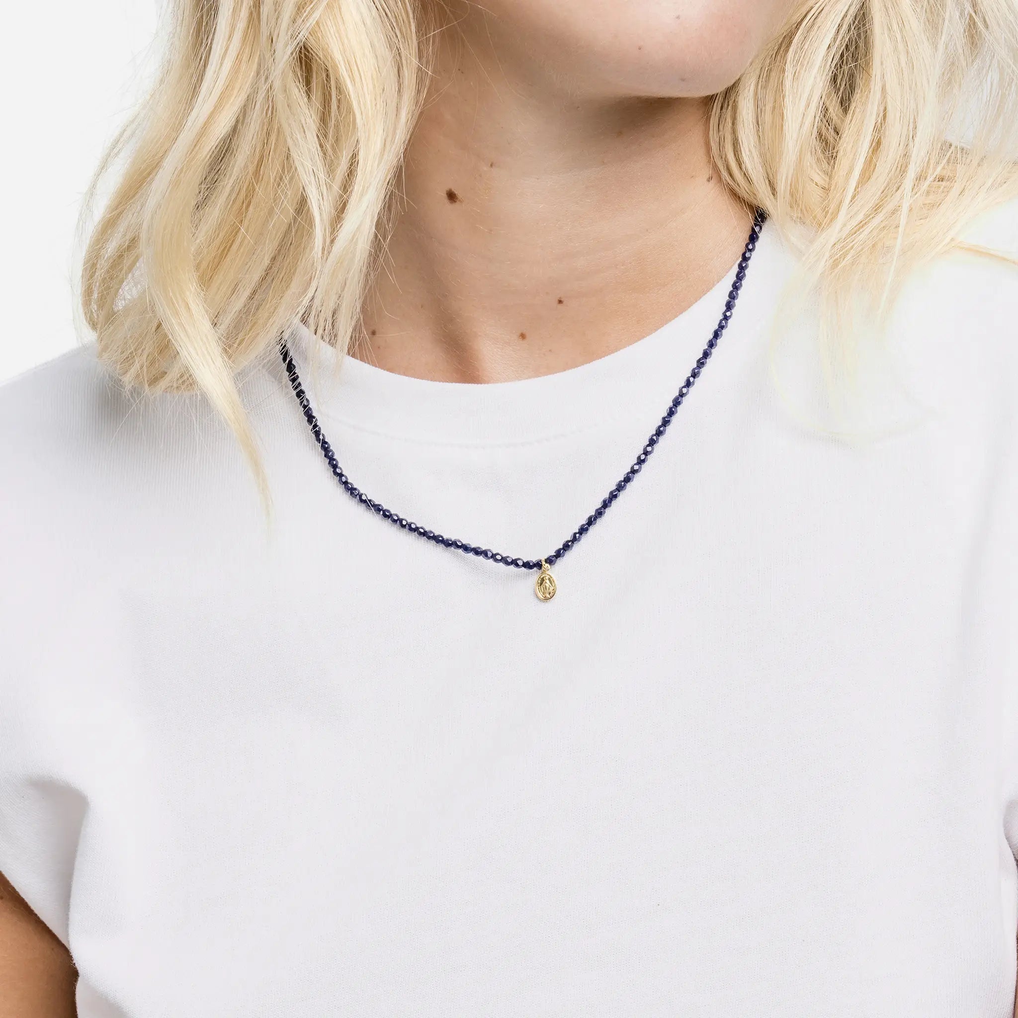 collier / bracelet PETITE MADONE GOLD - Navy Blue - Têtes Blondes