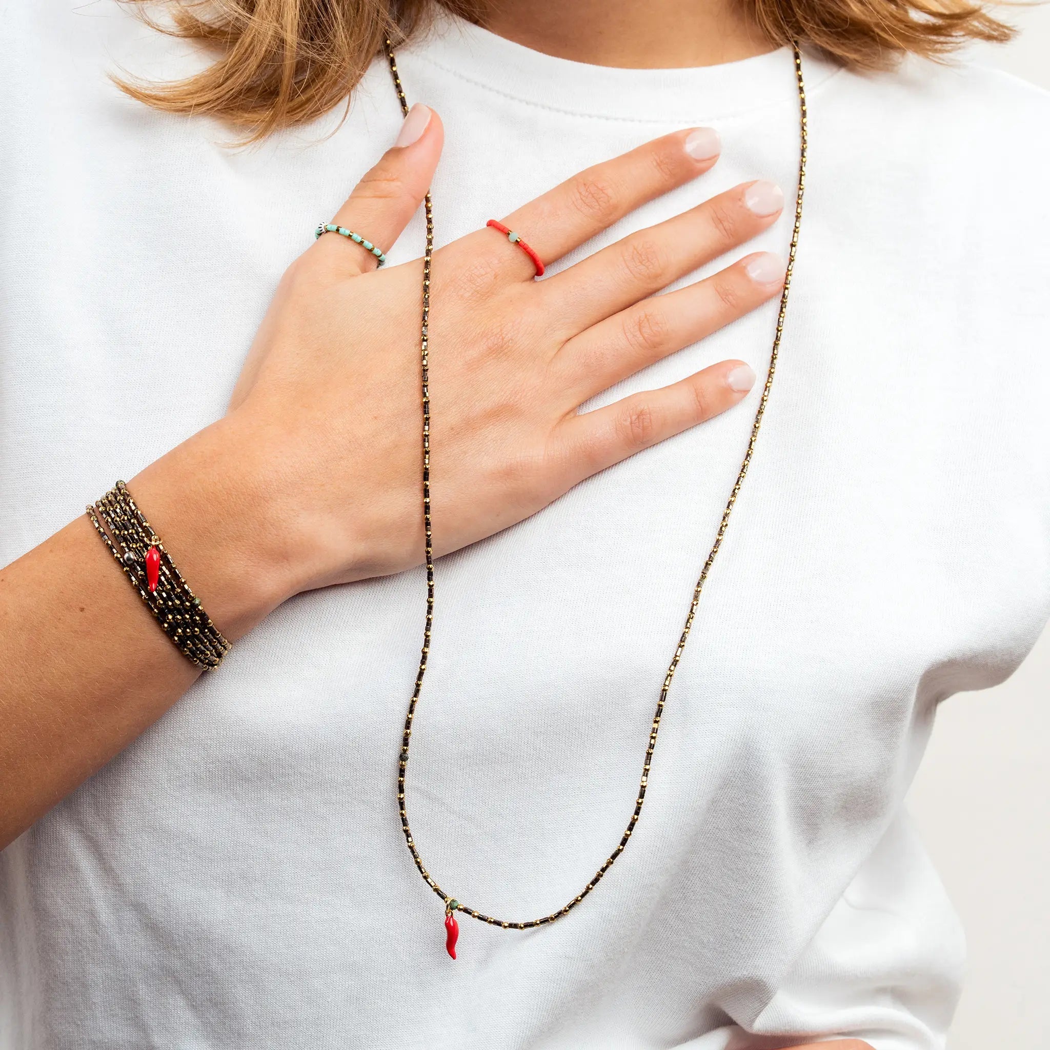 collier / bracelet PIMENT 5 - Gold Métal - Têtes Blondes