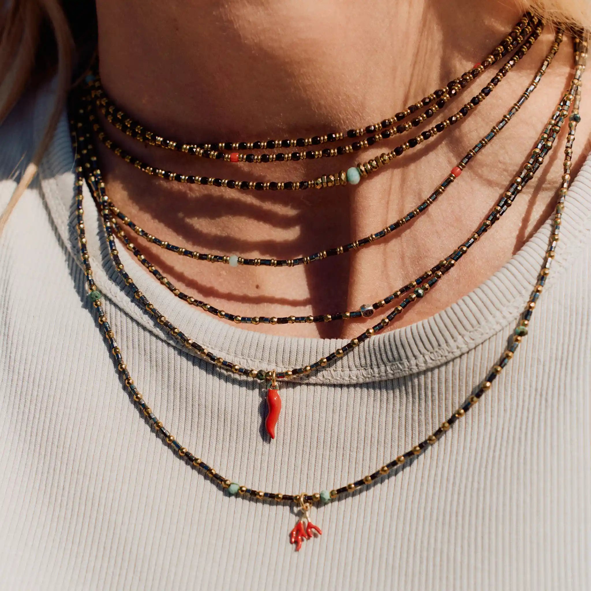 collier / bracelet PIMENT 5 - Gold Métal - Têtes Blondes