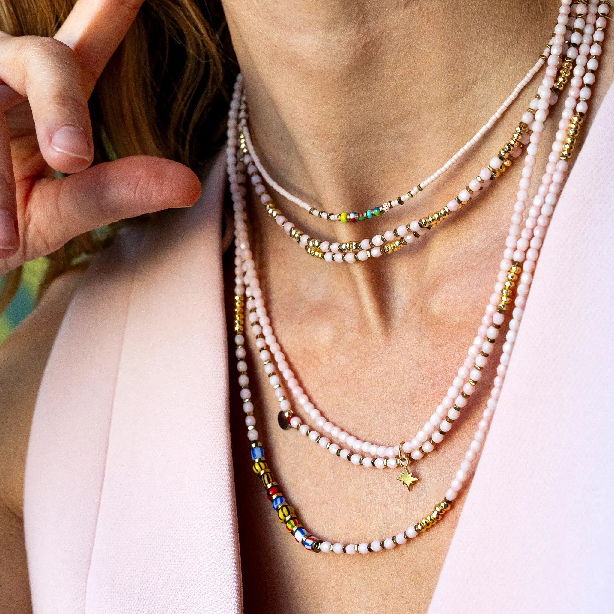 collier / bracelet POLAIRE GOLD - Rose Guimauve - Têtes Blondes