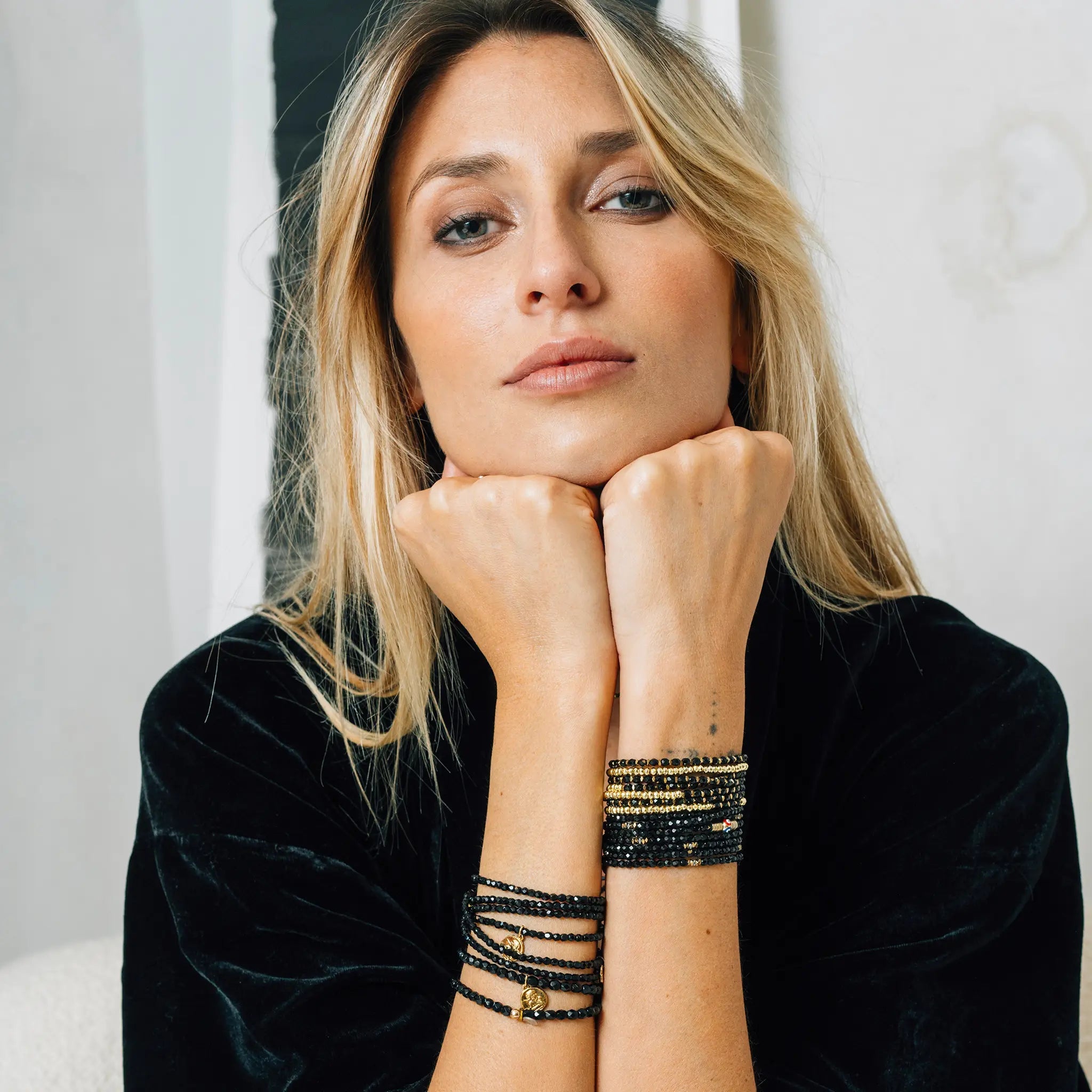 collier / bracelet RAPHAËL Gold Noir - Têtes Blondes