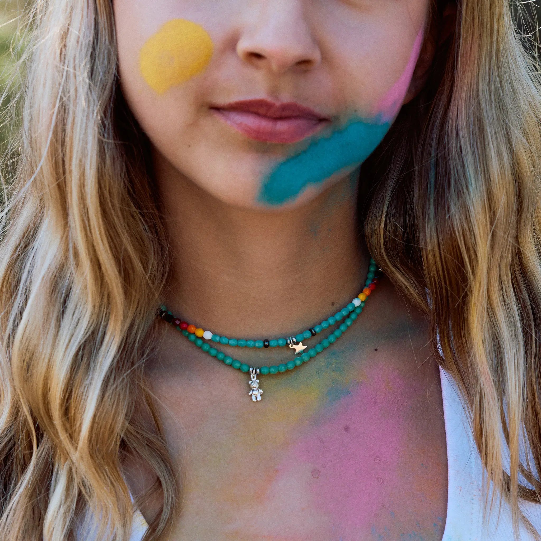 collier / bracelet Ras de cou - Turquoise Apache - Têtes Blondes