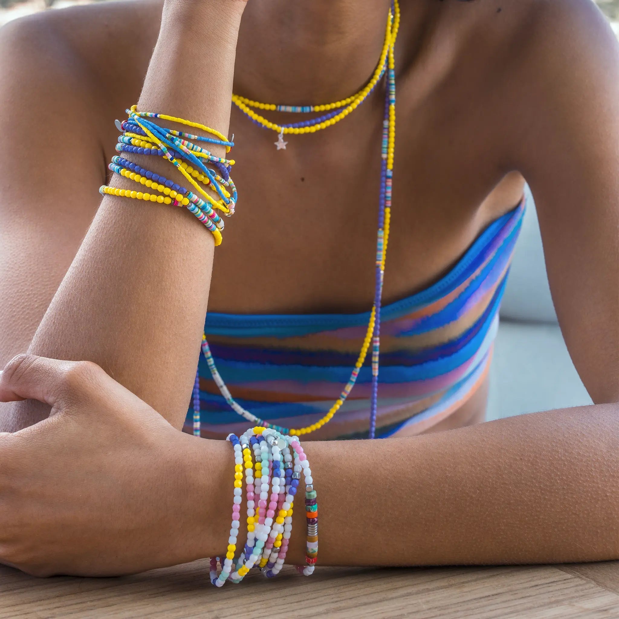 collier / bracelet SLIM NAZAR Pastel Bleu Pervenche - Têtes Blondes