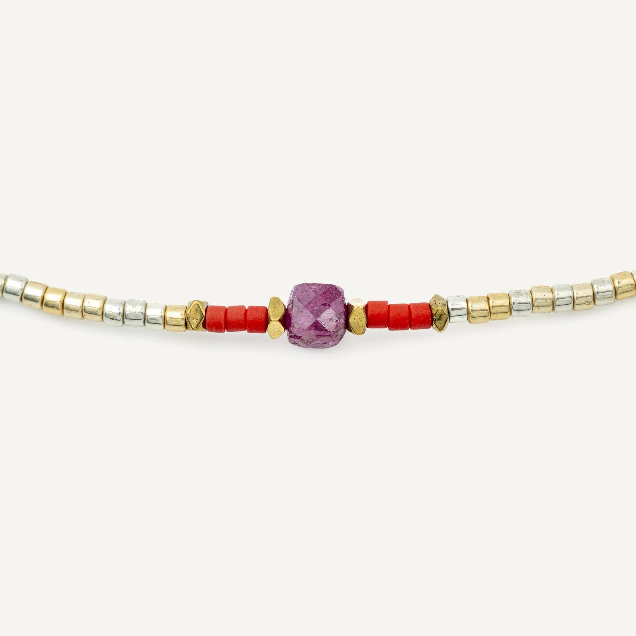 collier / bracelet SLIM - Rubis - Têtes Blondes