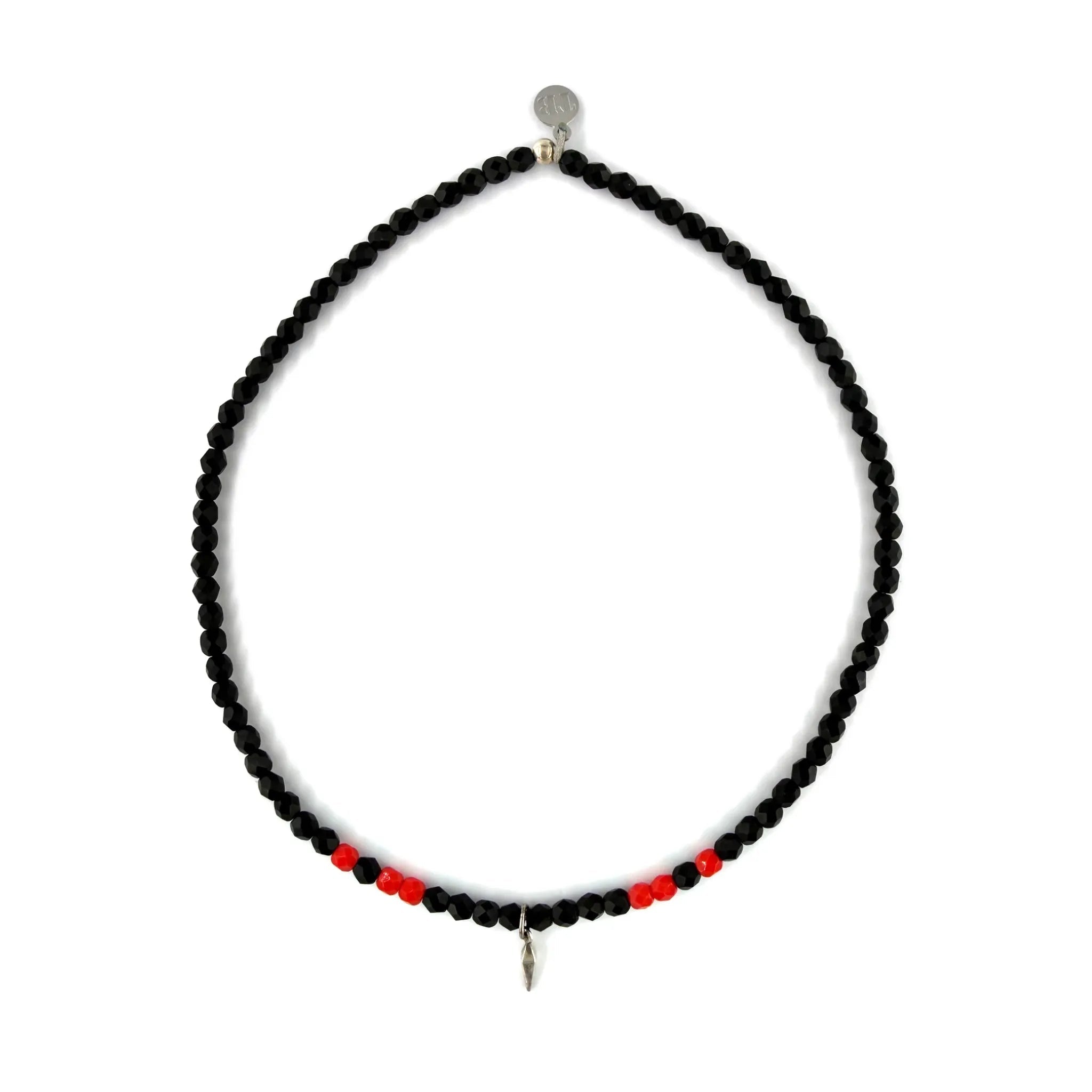 collier / bracelet SPIKE SILVER - Noir & Rouge - Têtes Blondes