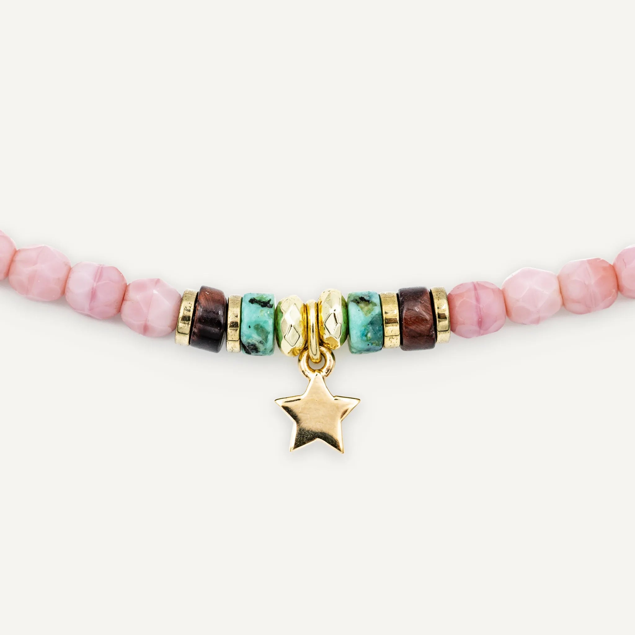 collier / bracelet Star Gold Rose - Jade Émeraude - Têtes Blondes
