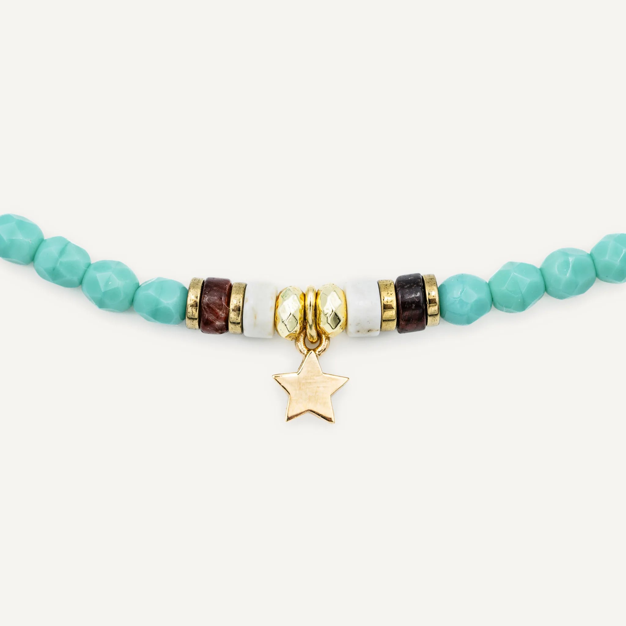collier / bracelet Star Gold Turquoise - Howlite - Têtes Blondes