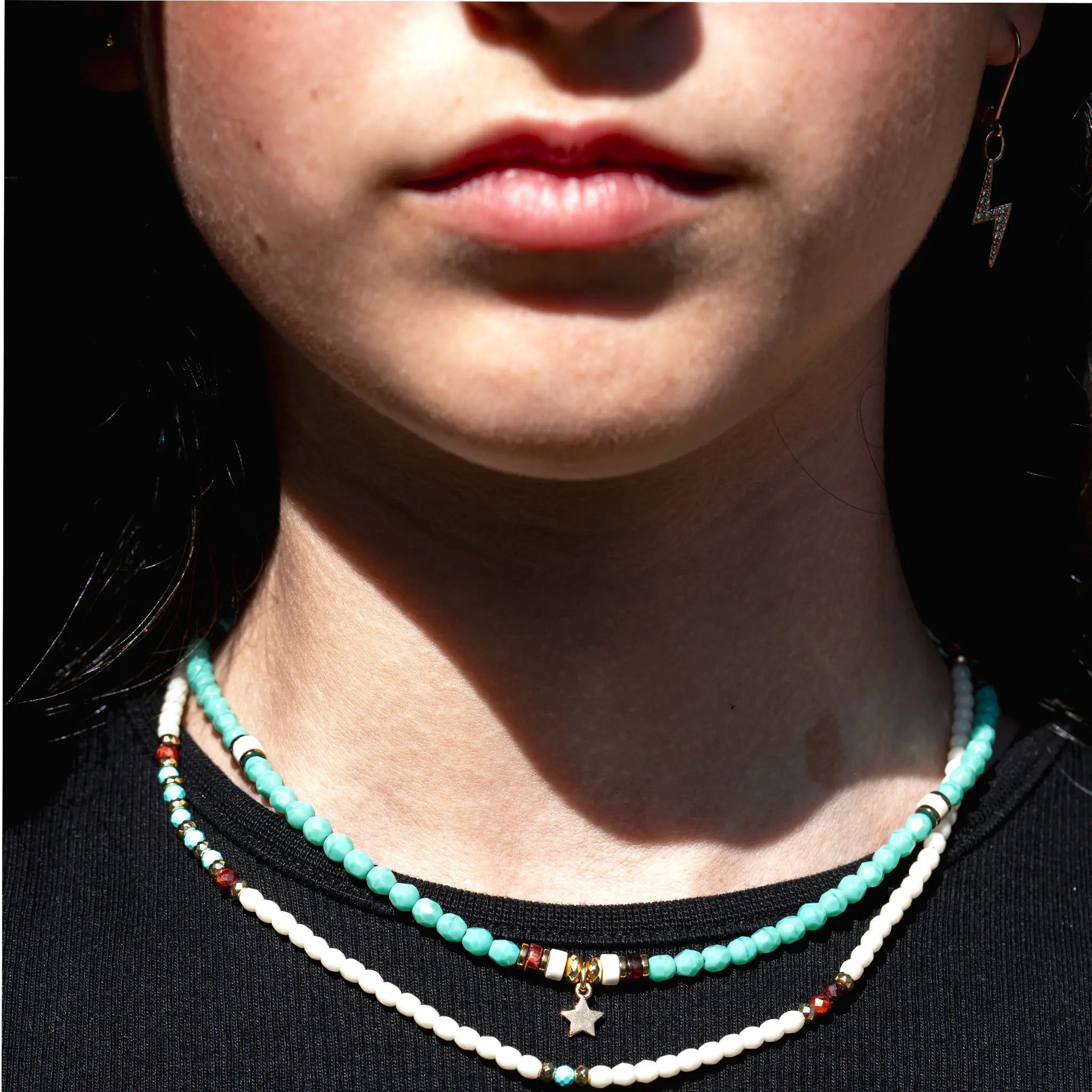 collier / bracelet Star Gold Turquoise - Howlite - Têtes Blondes