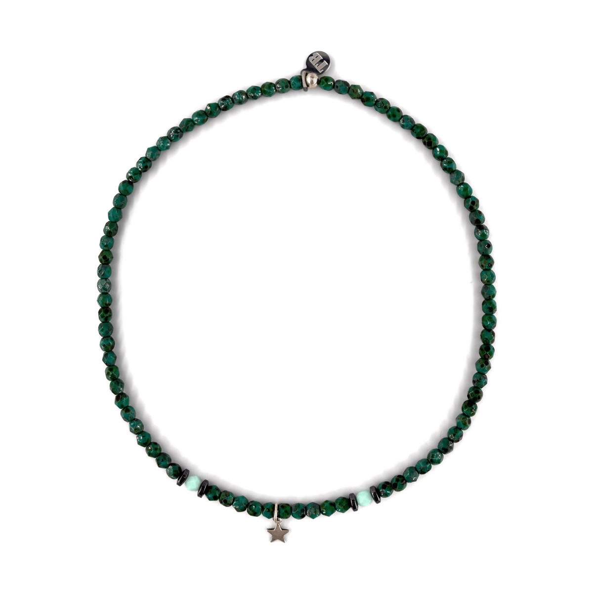 collier / bracelet STAR SILVER - Vert Marbré - Têtes Blondes
