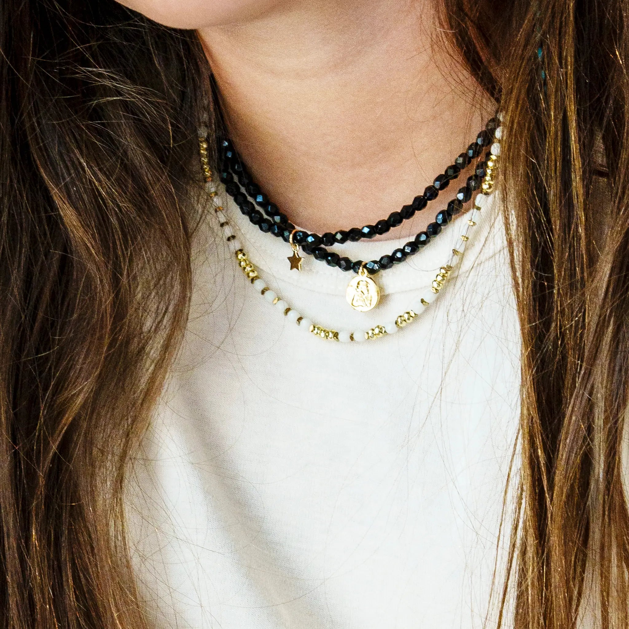 collier / bracelet STARDUST GOLD Noir - Têtes Blondes