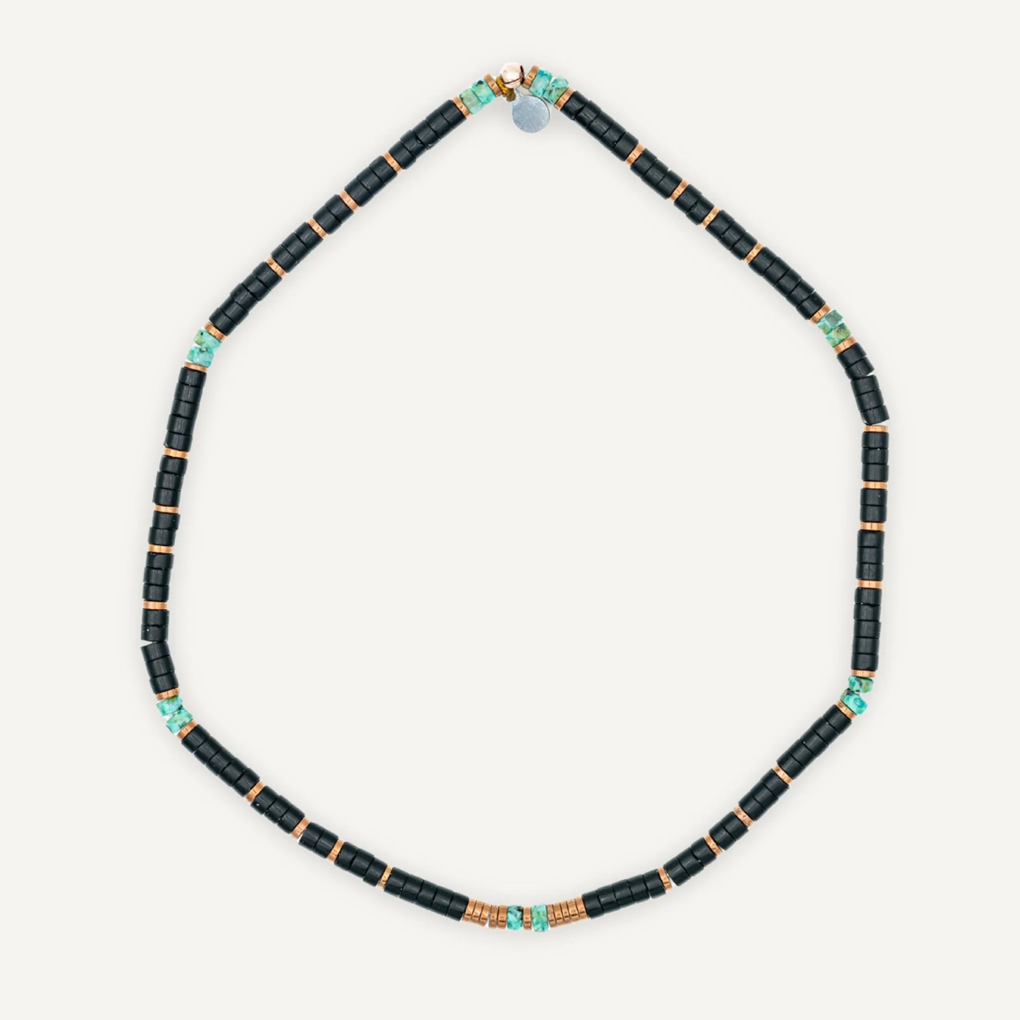 collier / bracelet STONES - Agate Noire & Turquoise Africaine - Têtes Blondes