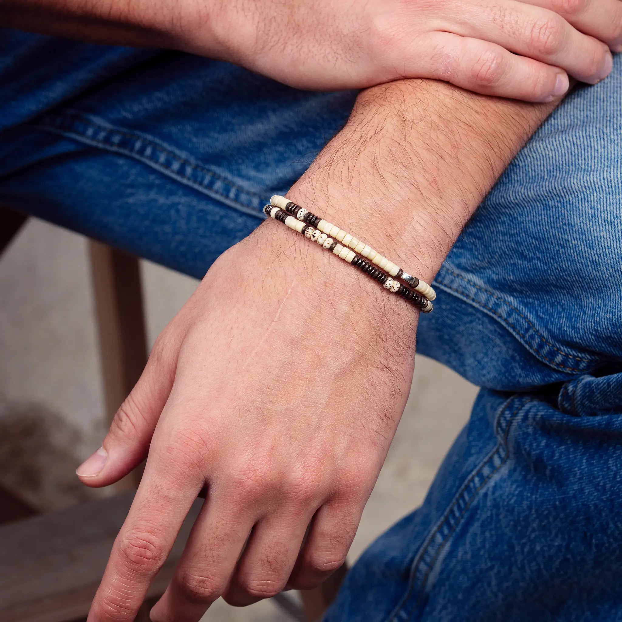 collier / bracelet STONES - Pierre de rivière - Têtes Blondes