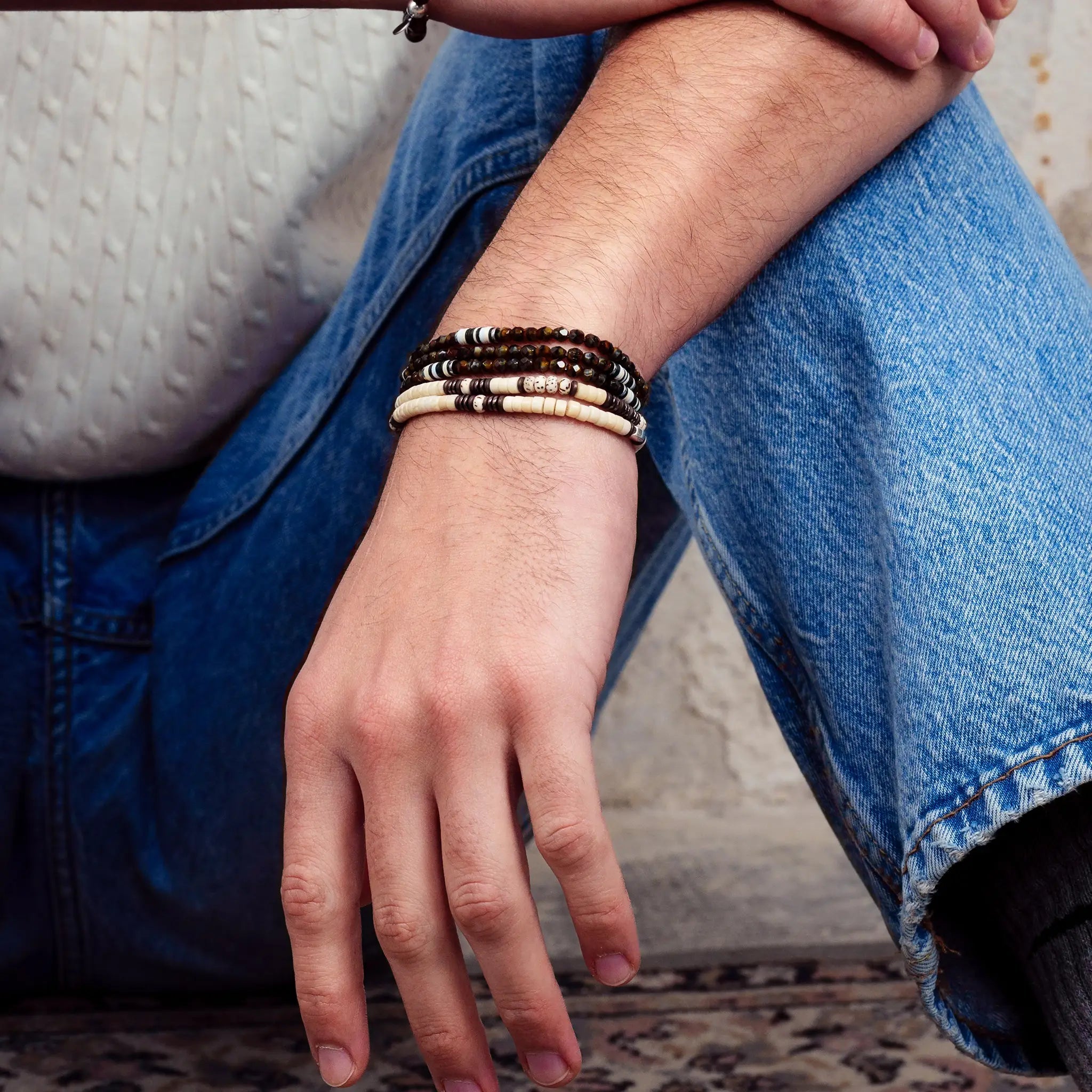 collier / bracelet STONES - Pierre de rivière - Têtes Blondes