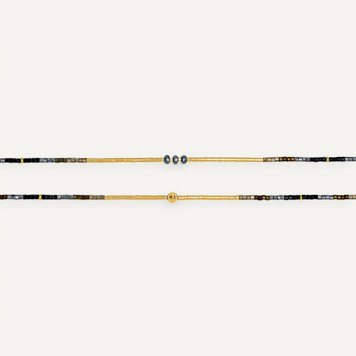 collier / bracelet THEA 6 - Noir & Gold - Têtes Blondes