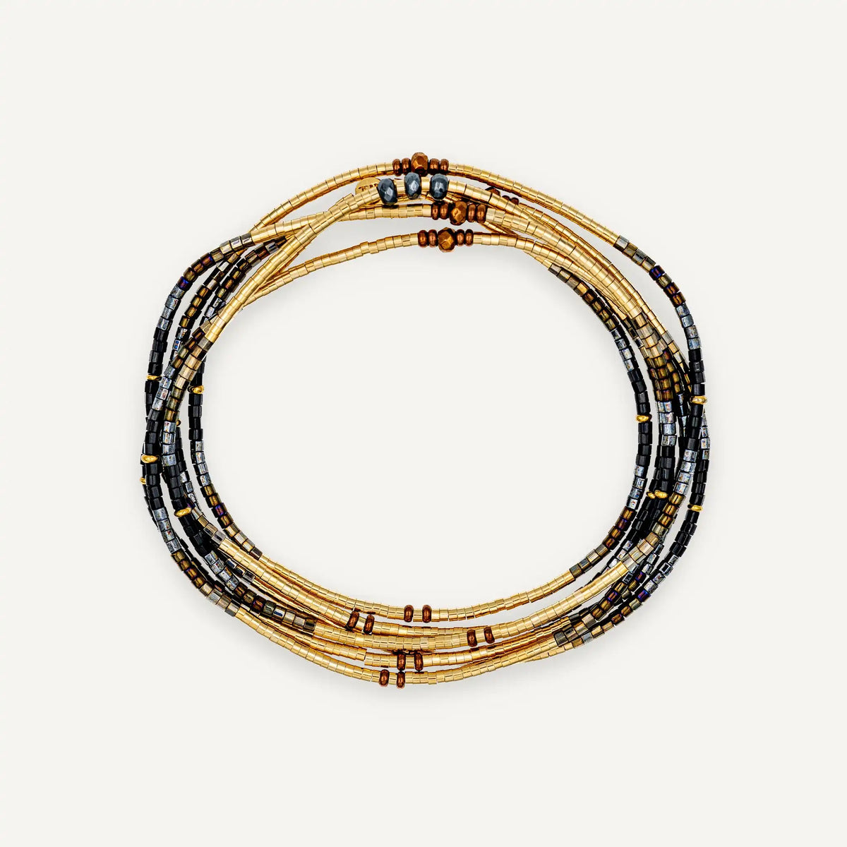 collier / bracelet THEA 6 - Noir & Gold - Têtes Blondes