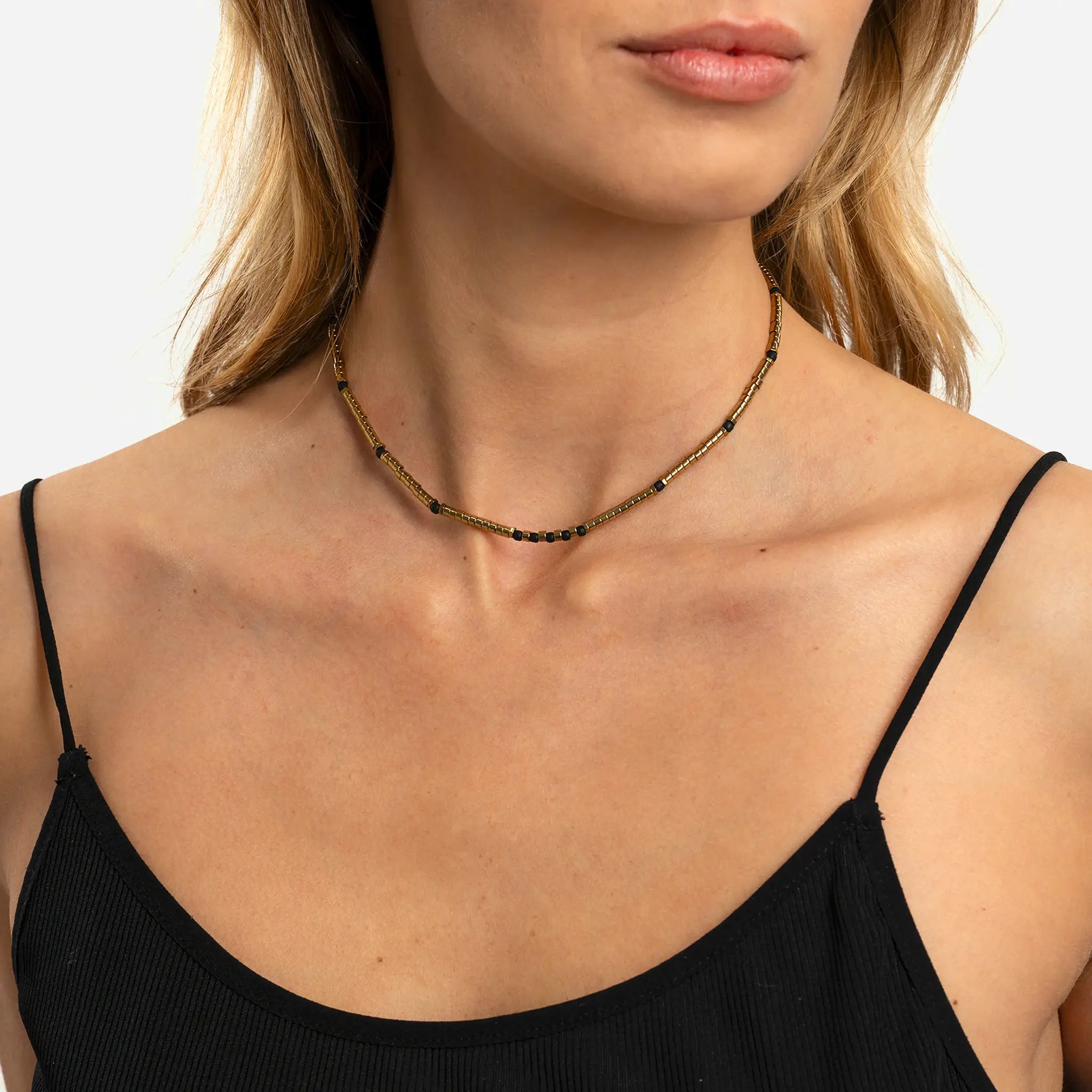 collier / bracelet TONI - Hématite Gold - Têtes Blondes
