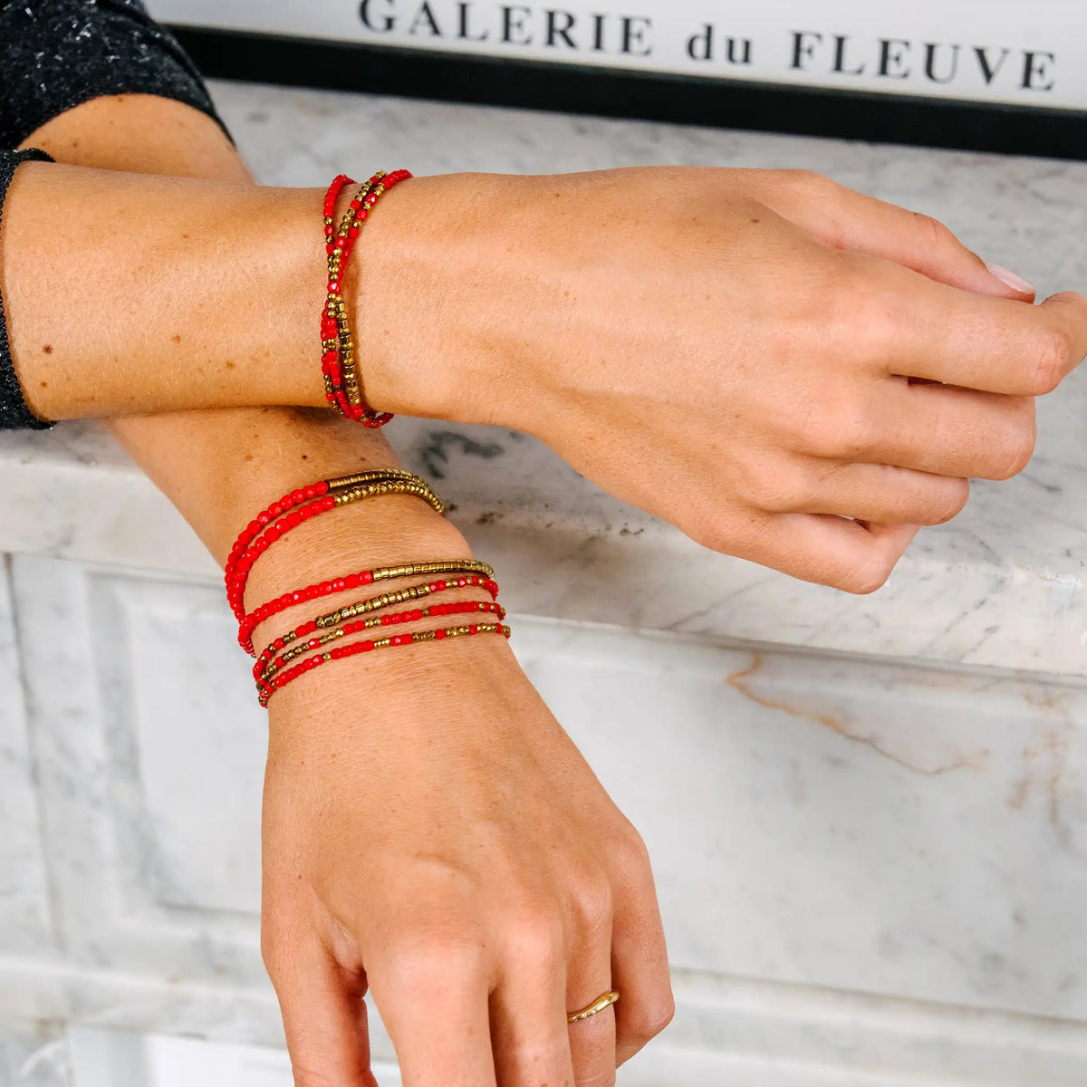collier / bracelet TONY 3 - Rouge - Têtes Blondes