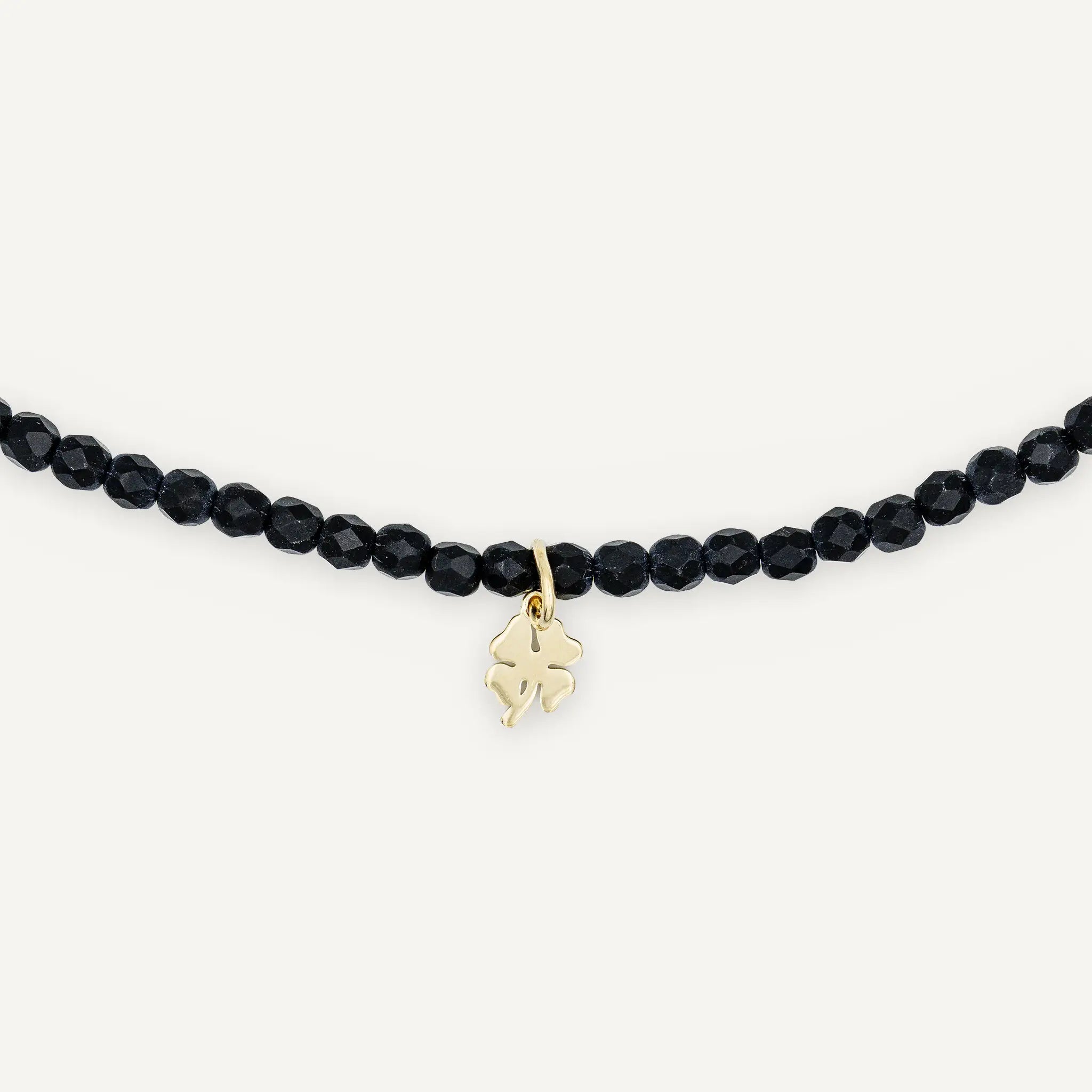 collier / bracelet TREFLE GOLD - Noir Mat - Têtes Blondes