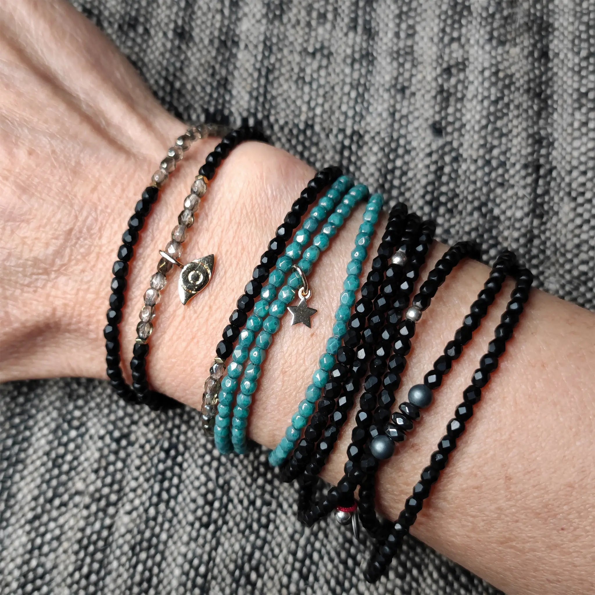 collier / bracelet VERO Noir Mat - Têtes Blondes