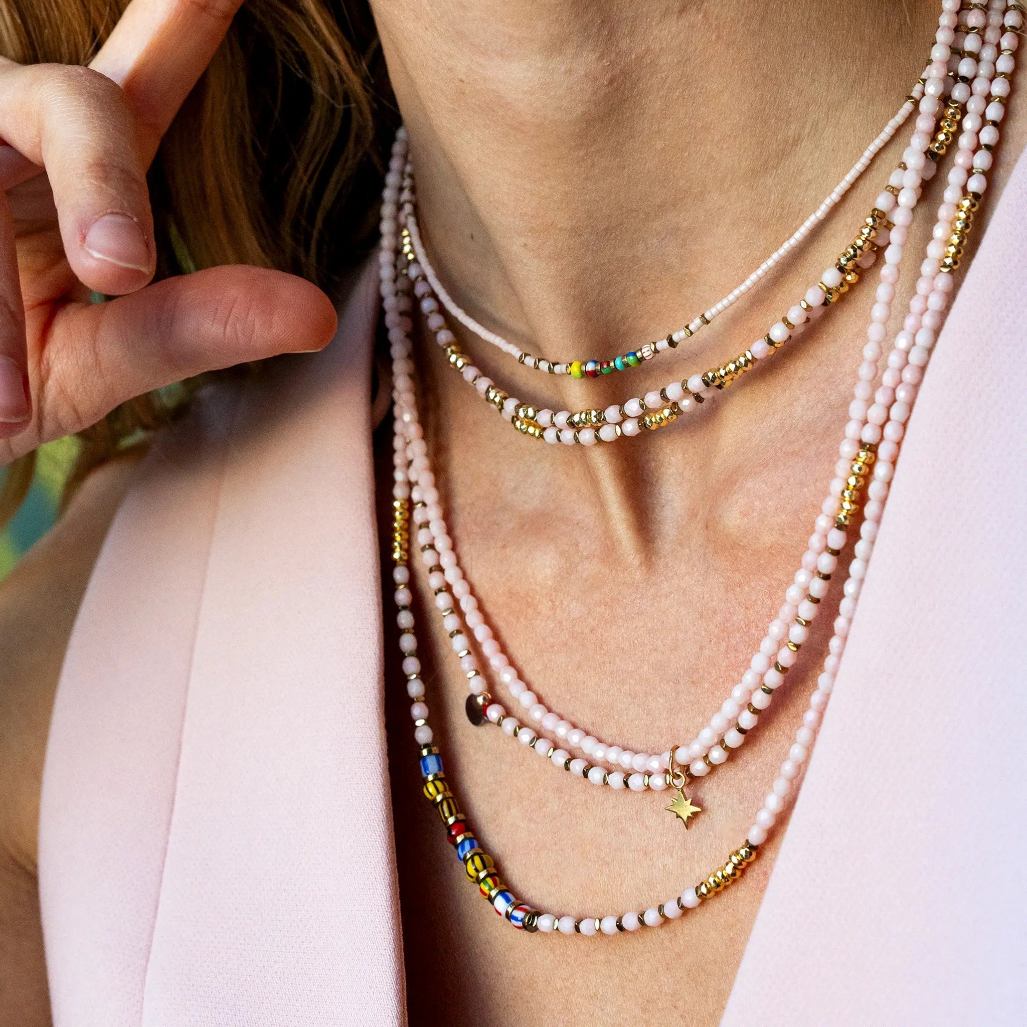 collier / bracelet YVES - Rose Guimauve - Têtes Blondes