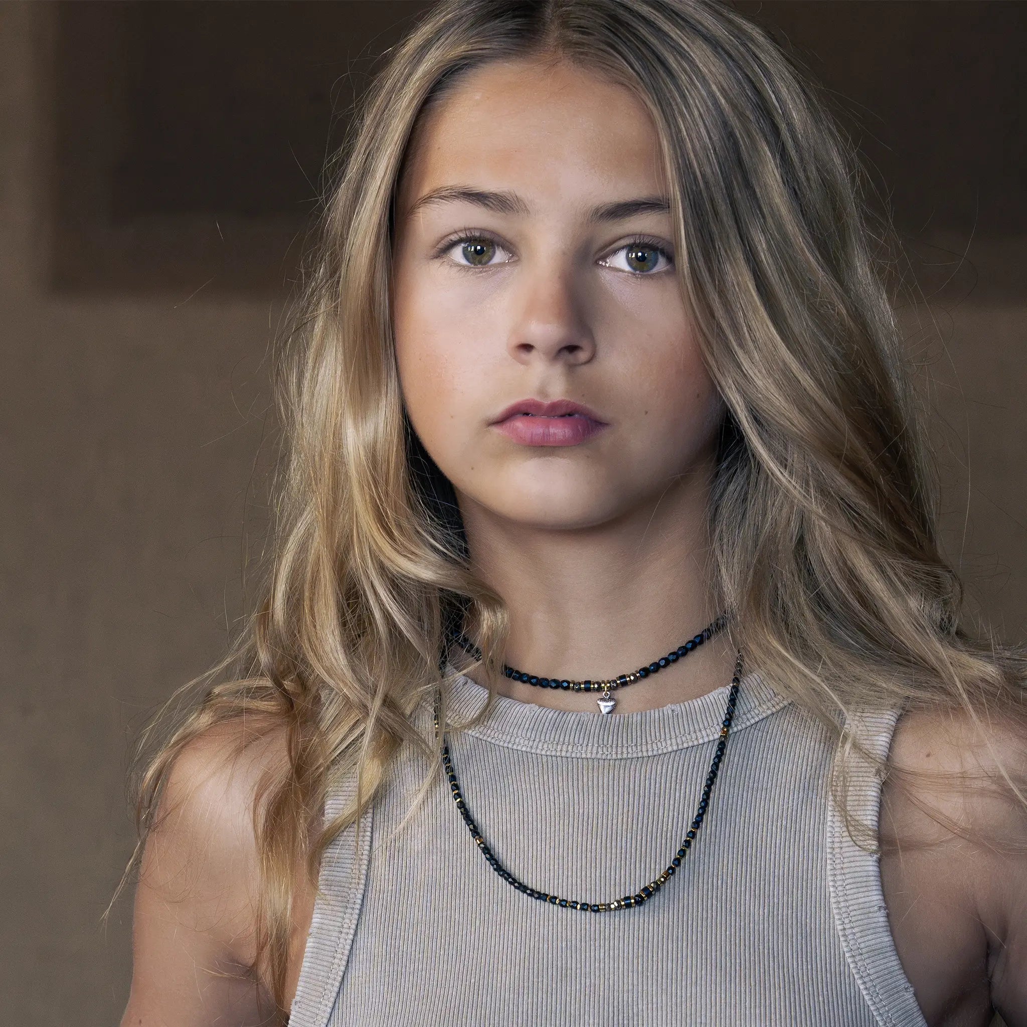 collier / bracelet Zuri - Noir Mat - Têtes Blondes