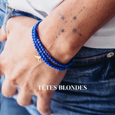 Bracelet 3 tours et collier Playa HaÏ Bleu Lapis